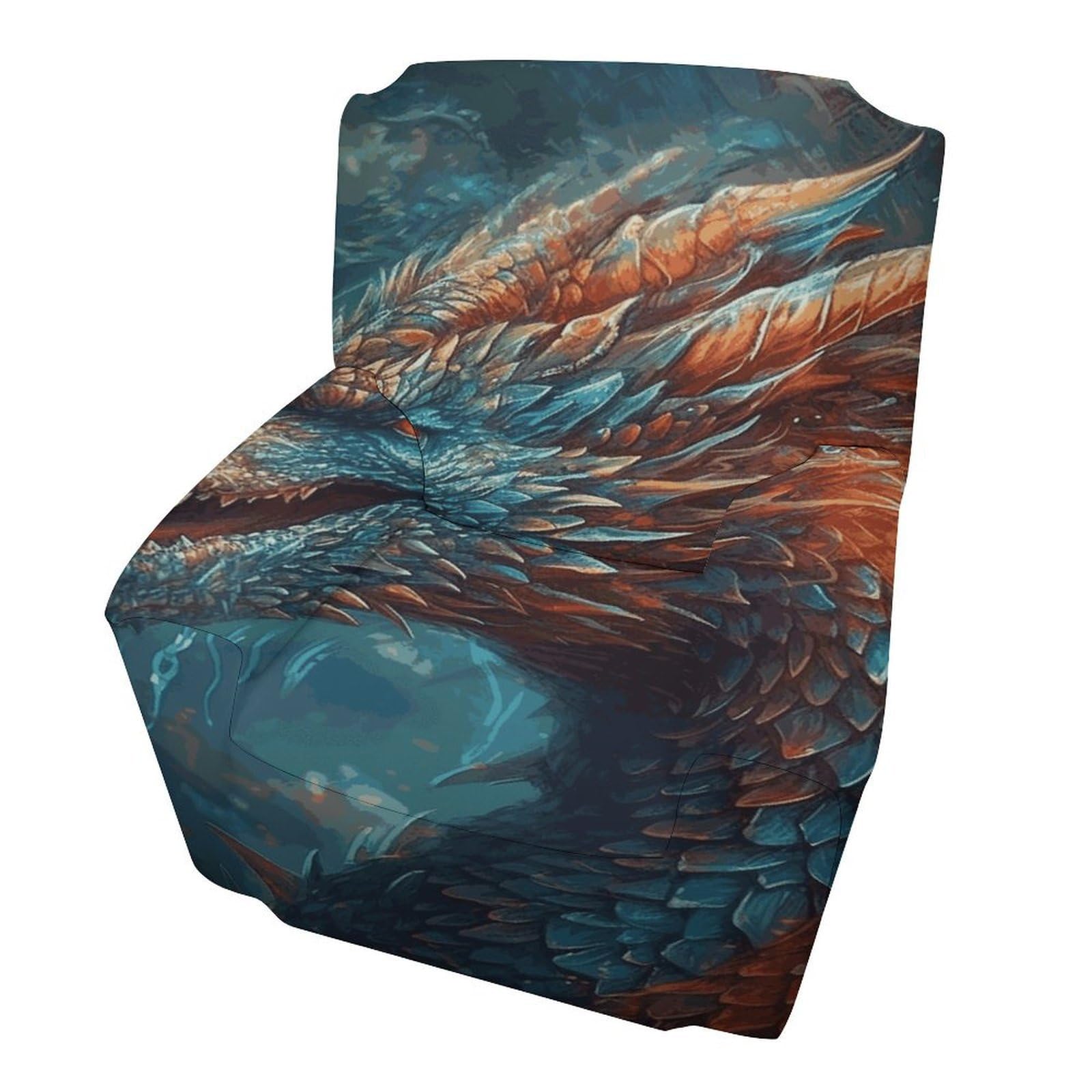 Fodpand Style Dragon Art Sofa Cover Soft 1 Seater Sofa Slipcover For Pets Washable,Couch Cover With Elastic Straps Furniture Protector