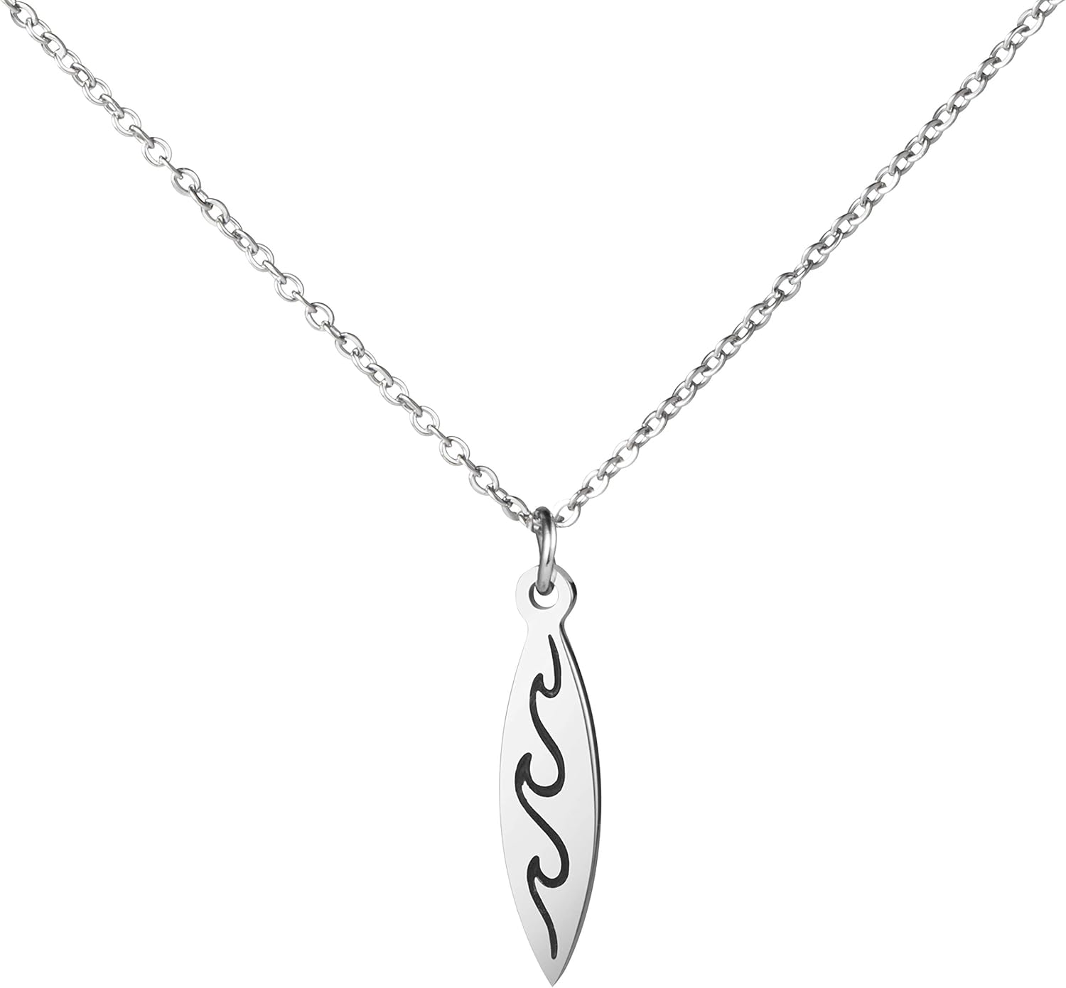 Surfboard Necklace Surfer Wave Silver Necklaces Beach