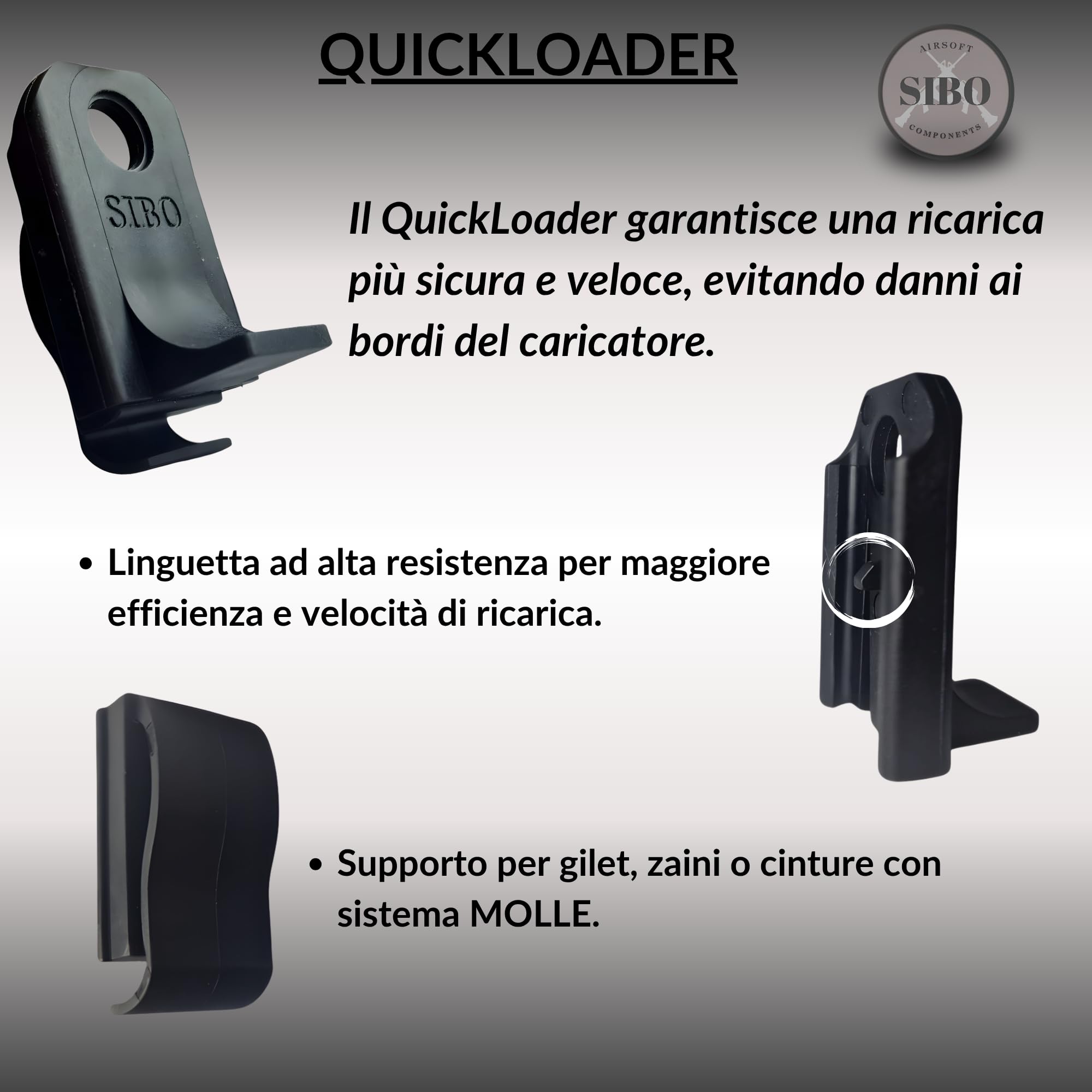 Sibo - Adattatore BB 6mm Caricatore Softair - Accessorio Speedloader per Pallini Bio 0,20 0,25 - Ricarica Rapida Replica Softair - Compatibile con Caricatori Airsoft