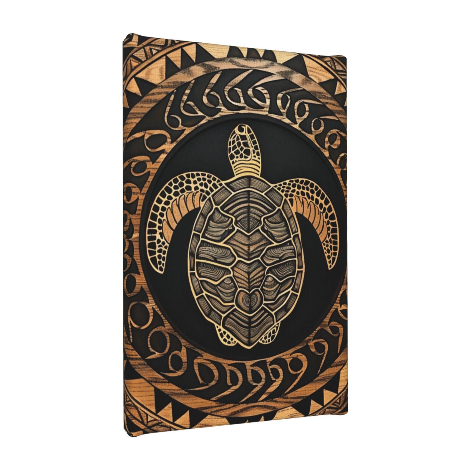 YKLJG Hawaiian Tapa Honu Turtle Printed Wall Art Canvas Painting 20x30 CM Wooden Framed Picture Painting Artwork Prints for Bedroom Kitchen Home Office Decor