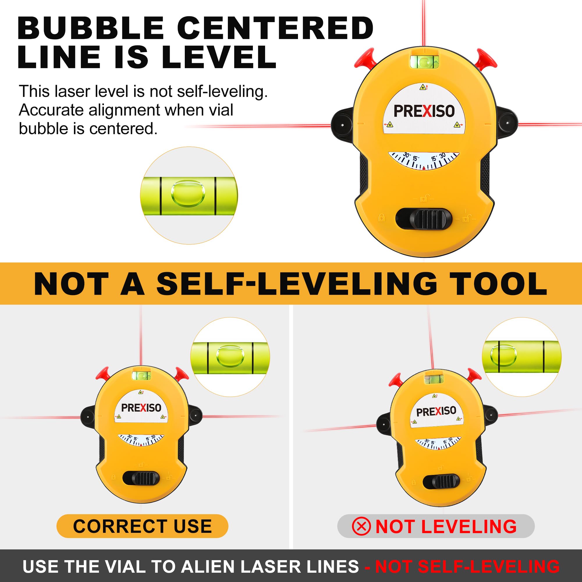 Prexiso Laser Level - Cross Line & LED Light -5