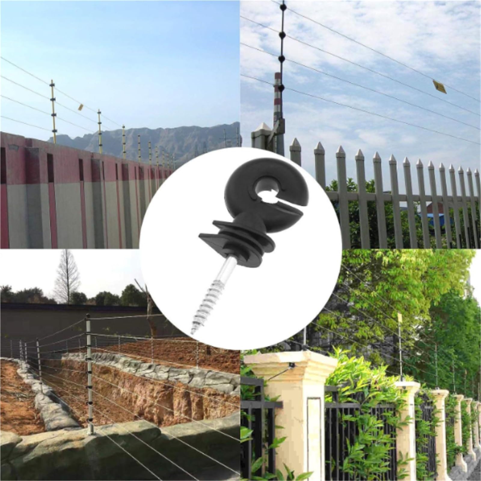 Anillo Aislador Aisladores Anillo atornillable for valla aislante de enrejado eléctrico negro for cría animales en jardines agrícolas(30pcs)