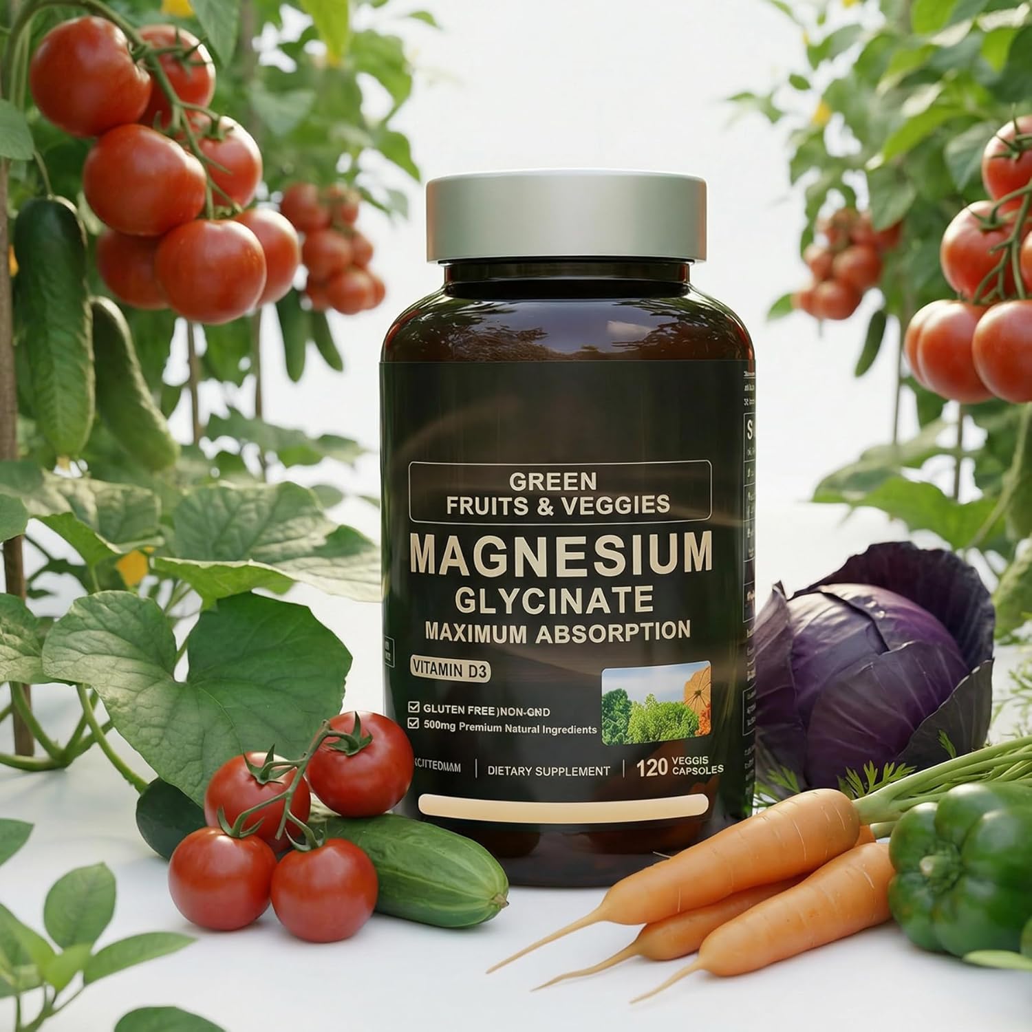 Magnesium Glycinate 500mg, 2 Pack (120 Capsules Each) | Pure Magnesium Complex with Vitamin D3 | High Absorption Supplement for Men & Women | Gentle Magnesium Glycinate Capsules