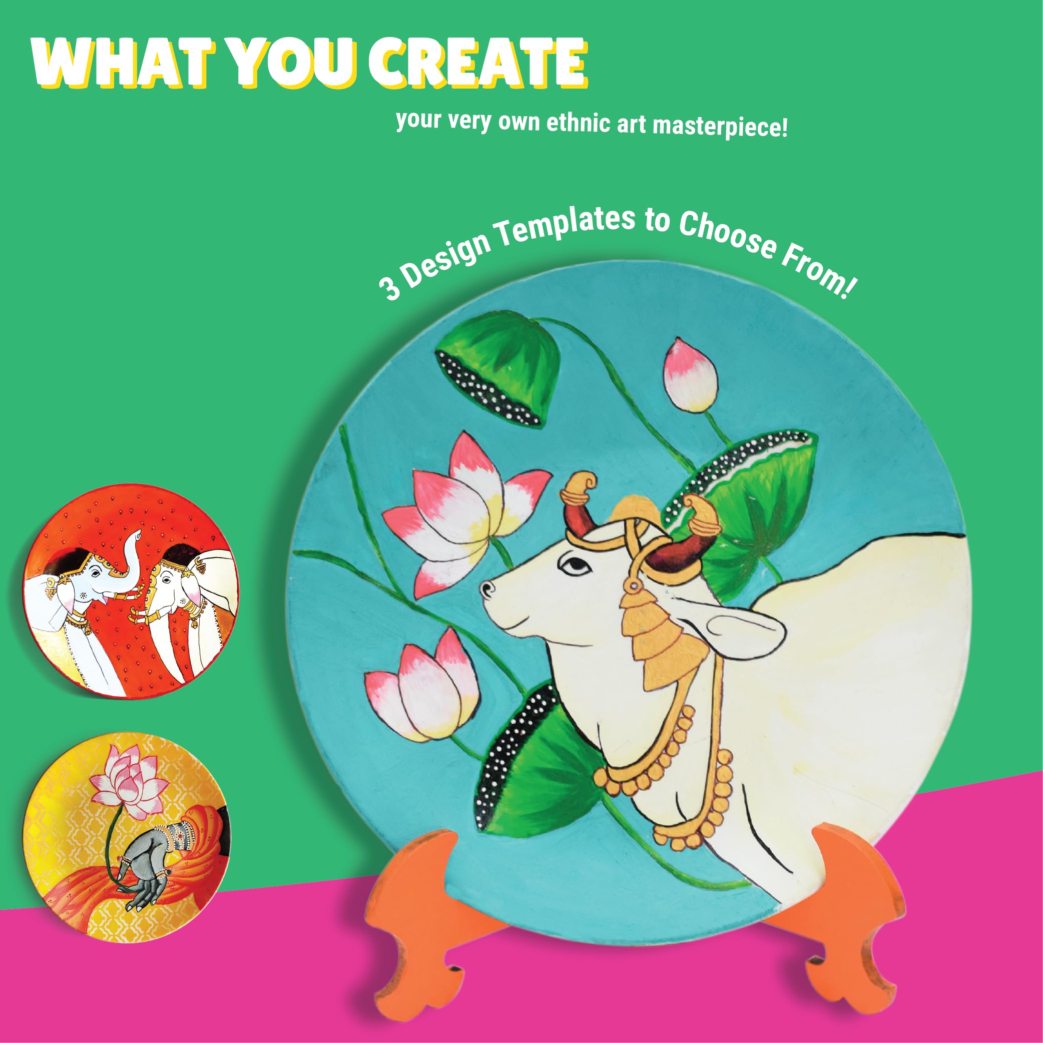 Kalakaram Paint Your Own Pichwai Art on a Plate Painting kit | Buy Painting Set/Kit for Kids 10 Year Old - Image 3 thumbnail
