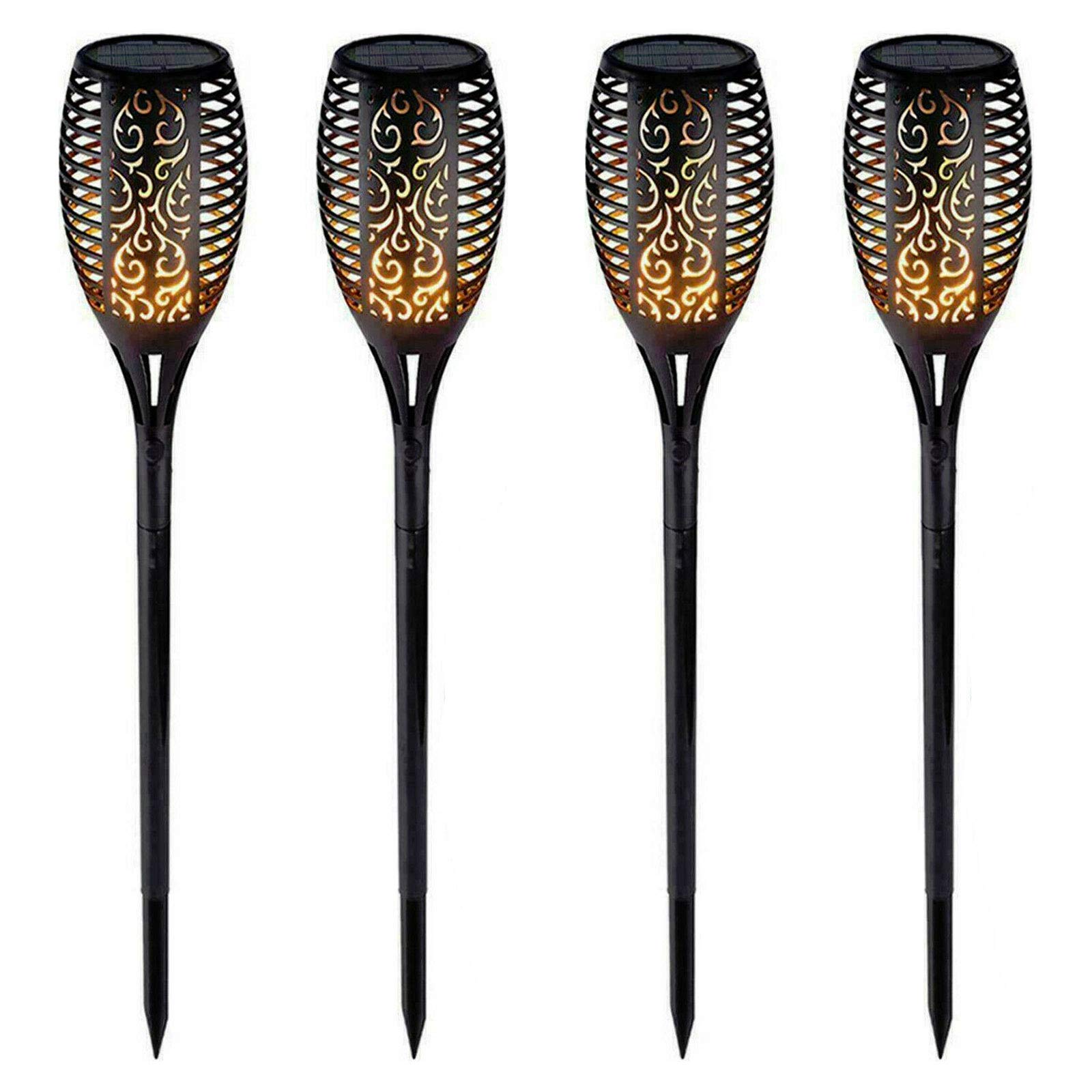 AMOS Solar Powered LED Dancing Flickering Flame Lights Garden Lawn Patio Outdoor Torch Dusk to Dawn Auto On/Off Waterproof Landscape Pathway Lighting Decor (4 Pack)