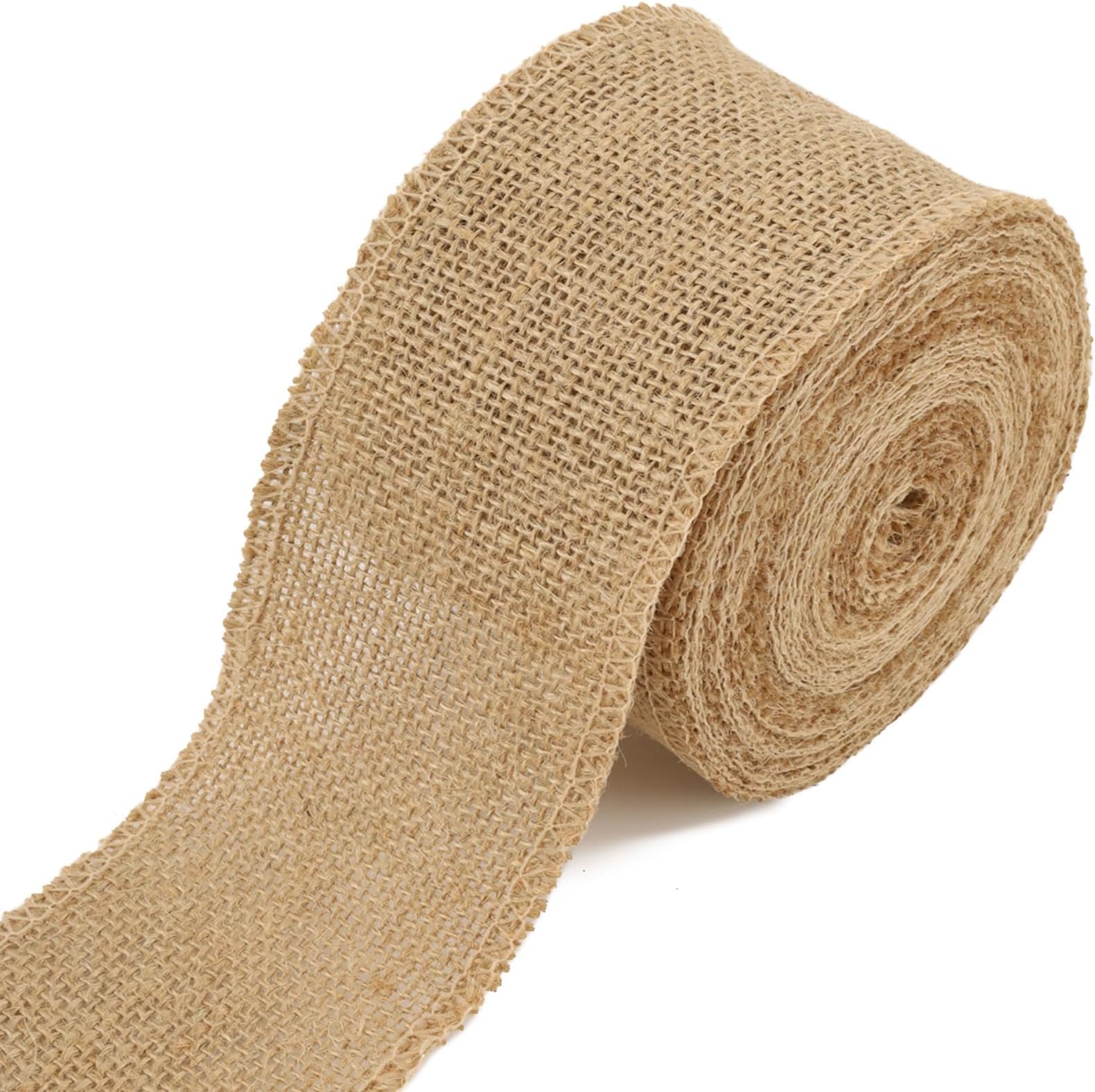 LaRibbons 3 Inch Burlap Wide Fabric Craft Ribbon，10 Yard, Natural Brown Ribbon for Bow Crafting,Wreath-Making, Tree Decoration