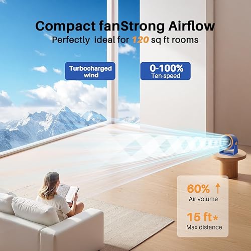 Miniatura 2 de Ausic Potente ventilador de escritorio ultra silencioso para dormitorio, ventiladores pequeños turbo de 15200 mAh para enfriarse y dormir,