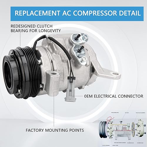 Miniatura 3 de Compresor de CA para Chevry Avalanche Tahoe Suburban Silverado GMC Sierra Yukon Hummer H2 y H3 4.8L 5.3L 5.7L 6.0L 6.2L 8.1L # CO 29002C