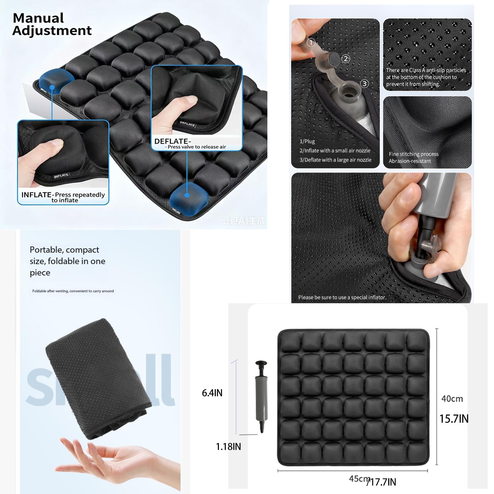LINPING Coussin de siège orthopédique ergonomique, trou de voyage gonflable, soulagement des douleurs au coccyx et pour plus de confort d'assise, confort ergonomique pour voiture, bureau