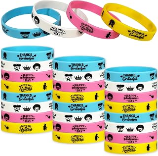 Happy Grandparents Day Rubber Bracelets - Grandma & Grandpa Party Favors - Bulk Happy Grandparents Day Silicone Wristbands - Grandparents Party Supplies Goodie Bag Bracelets Stuff Filler - Set of 24