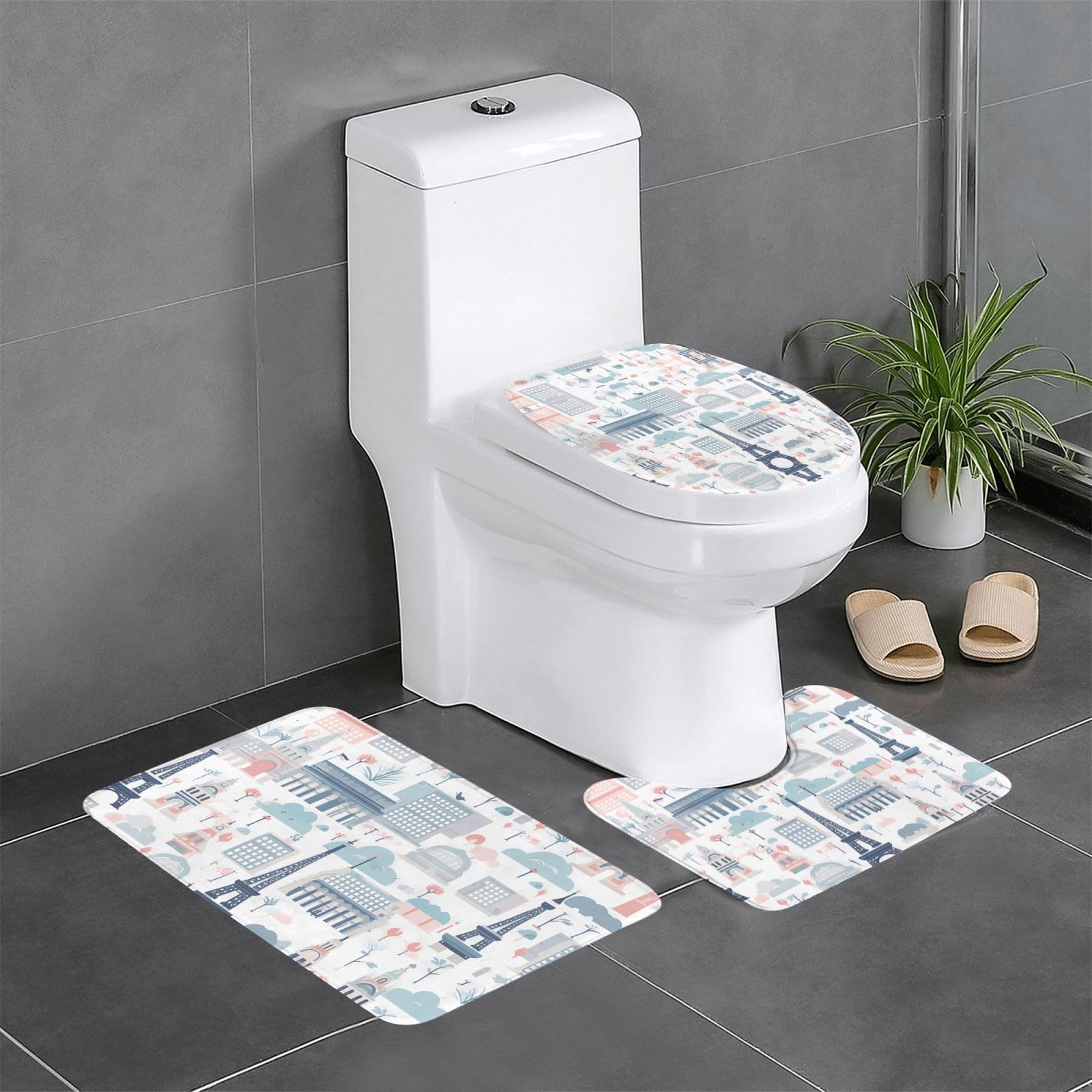 Tapis de salle de bain antidérapants Lot de 3 absorbants et sécurisés pour WC