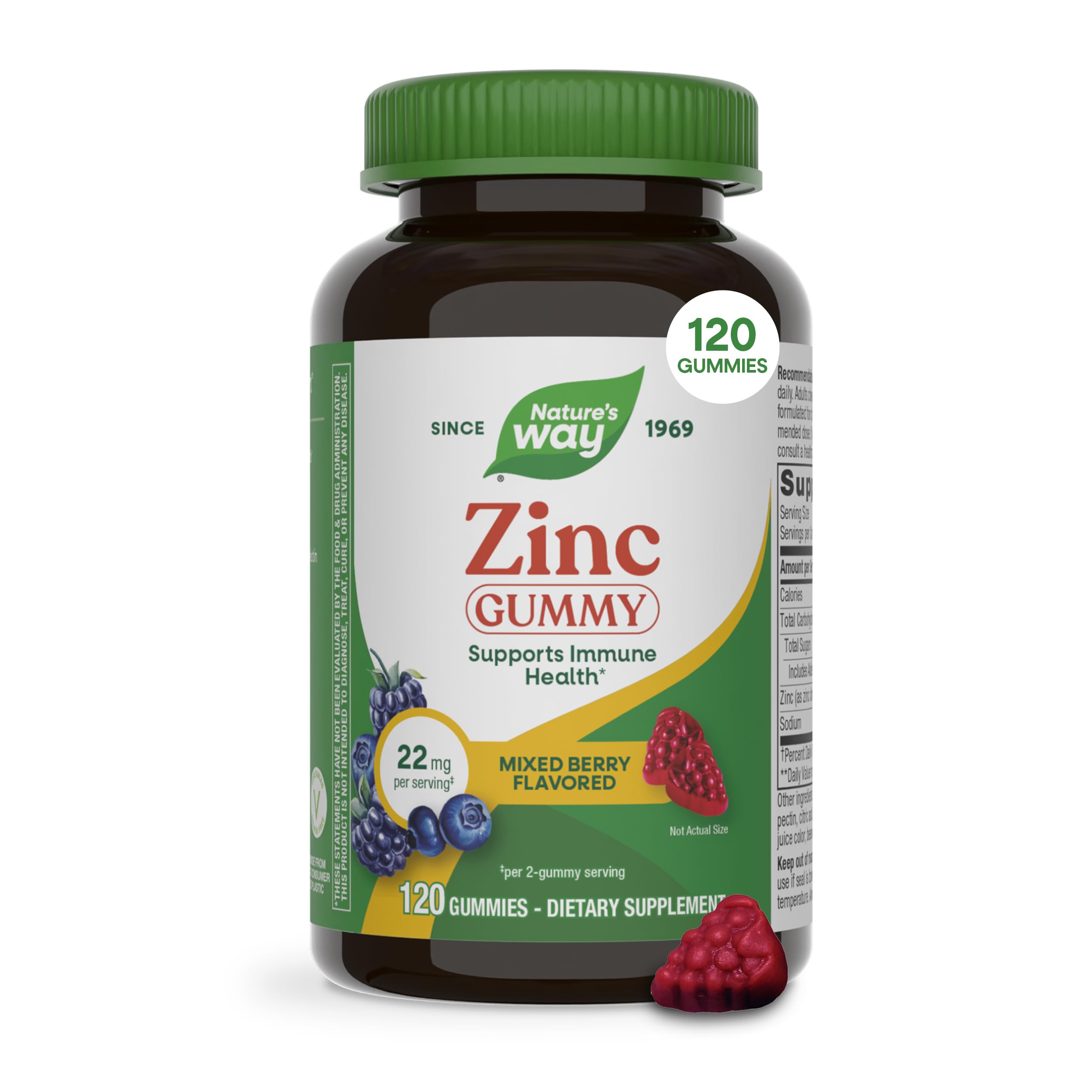 Nature's Way Zinc Gummies, 100% Daily Value of Zinc per Serving, 120 ct 120 Count (Pack of 1)