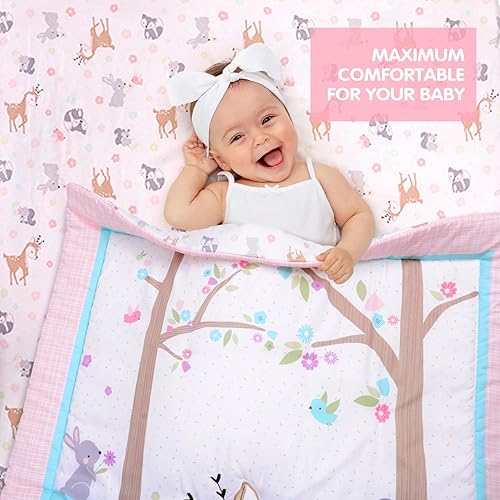 Miniatura 9 de UOMNY Juego de ropa de cama de 3 piezas para cuna, diseño de mariposa, para niña, con edredón de bebé, sábana de cuna, falda de cuna, juego de ropa