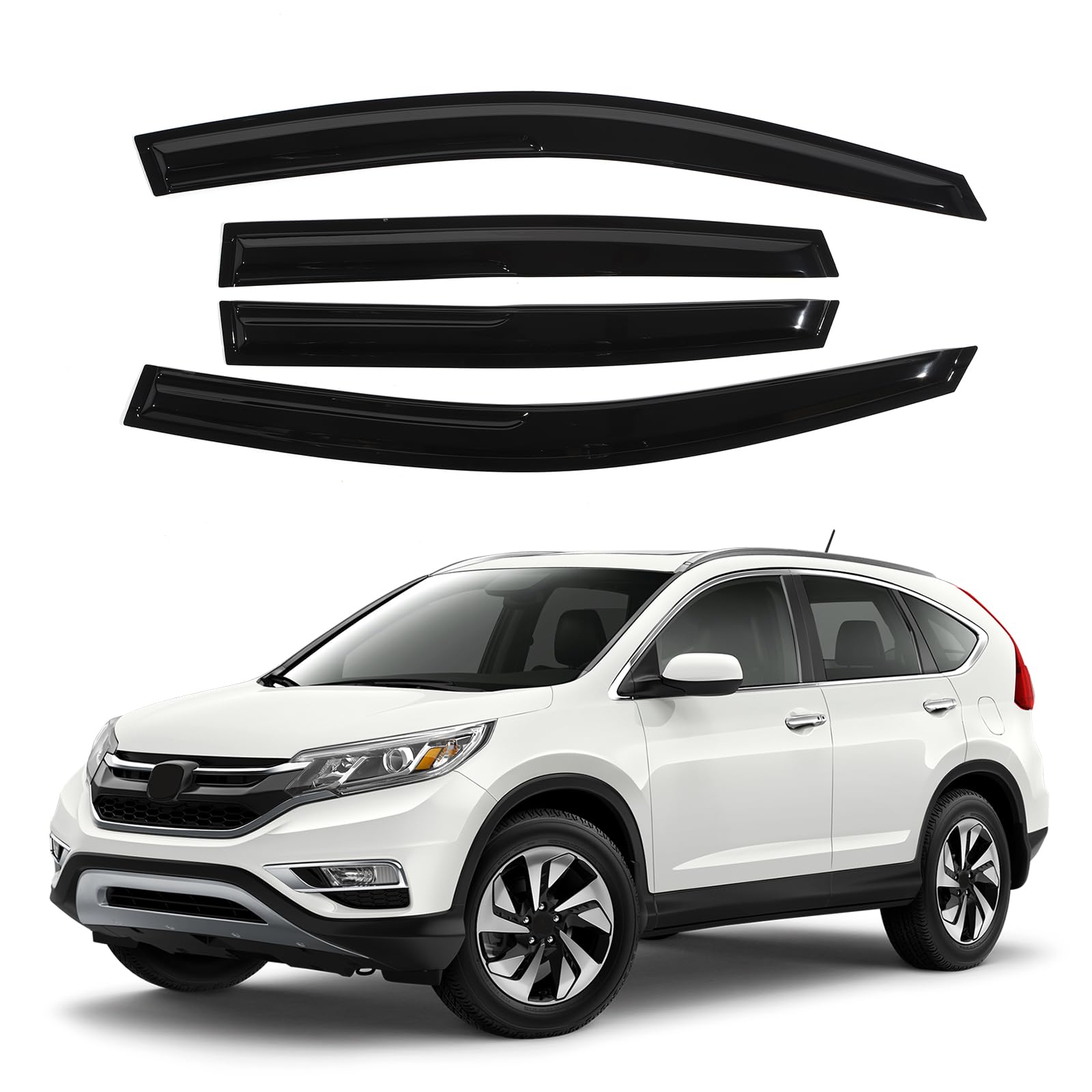 ZXMOTO Rain Guards Side Window Visor Vent Outside Mount, 4PCS Fits for 2012 2013 2014 2015 2016 Honda CRV CR-V