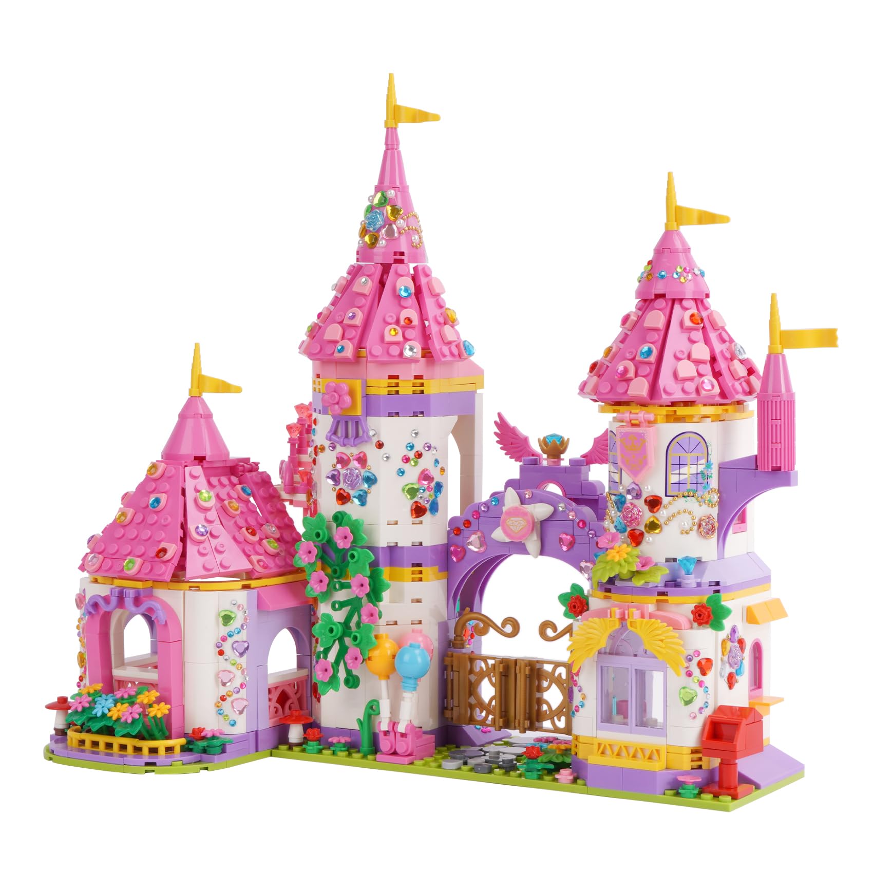 Vinbosion Bauklötze Set,Mädchen Prinzessin Schloss Bauspielzeug mit Kutsche,Geschenk für Weihnachten,Geburtstag,Neujahr(1460PCS)