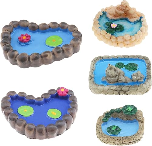 Estanques de casa de muñecas en miniatura de resina de paisaje de hadas para estanques de jardín, accesorios de decoración de acuario para casa de