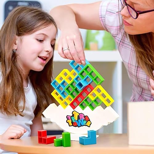 Miniatura 4 de Juego de 48 piezas de rompecabezas de bloques de equilibrio de Tetra Tower, divertidos juegos de fiesta para niños, juegos de mesa Tetra para