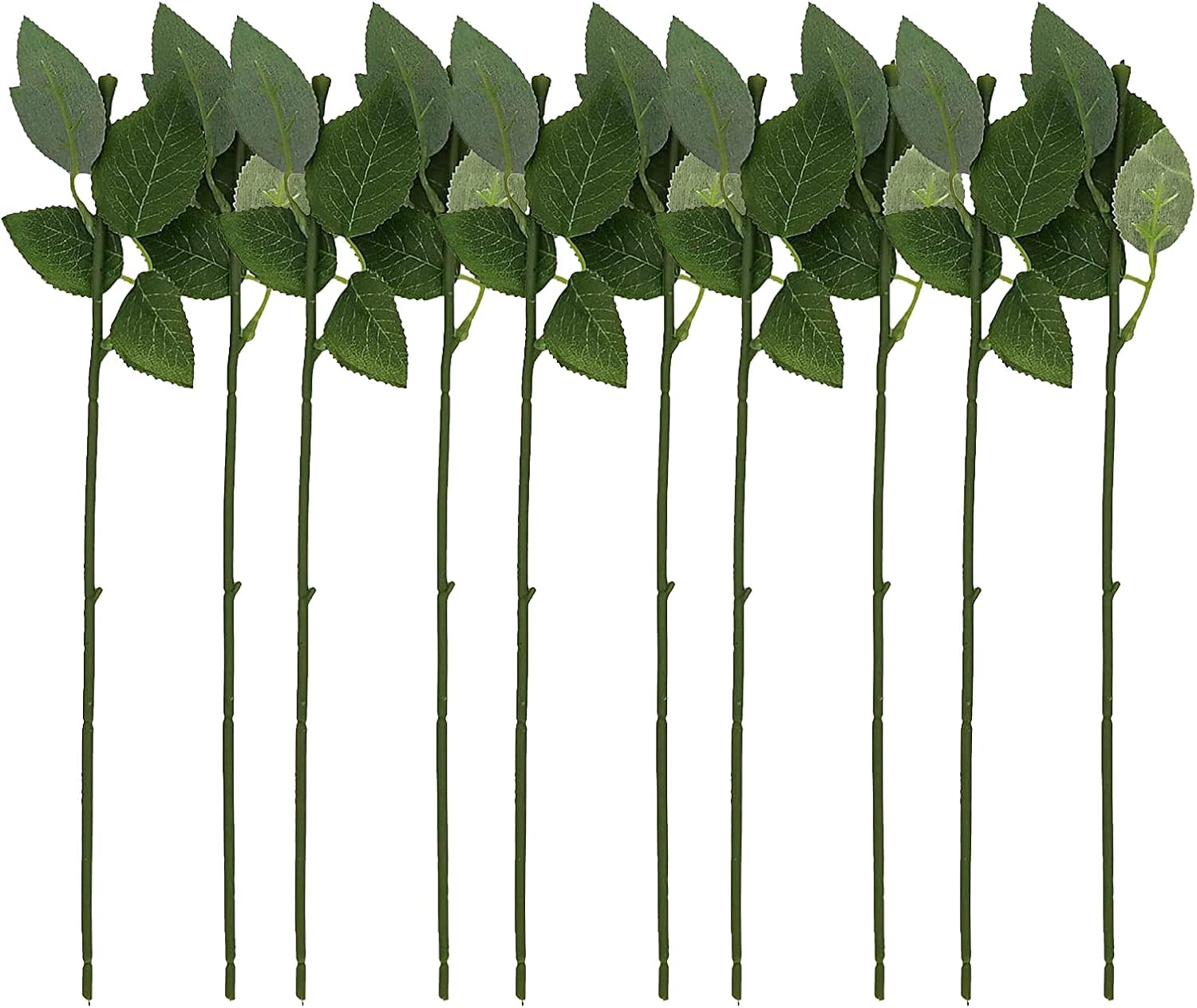 Hojas artificiales de tallo de rosa, 10 hojas de alambre de flores hechas a mano con arreglo floral de alambre de imitación de rosas tallos de hojas verdes, para hacer tú mismo