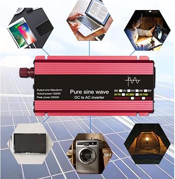 Pure Sine Wave Inverter 1000W 1600W 2200W 3000W Voltage DC 12V /24V to AC 110V /220V Transformer Power Converter Solar Inverter