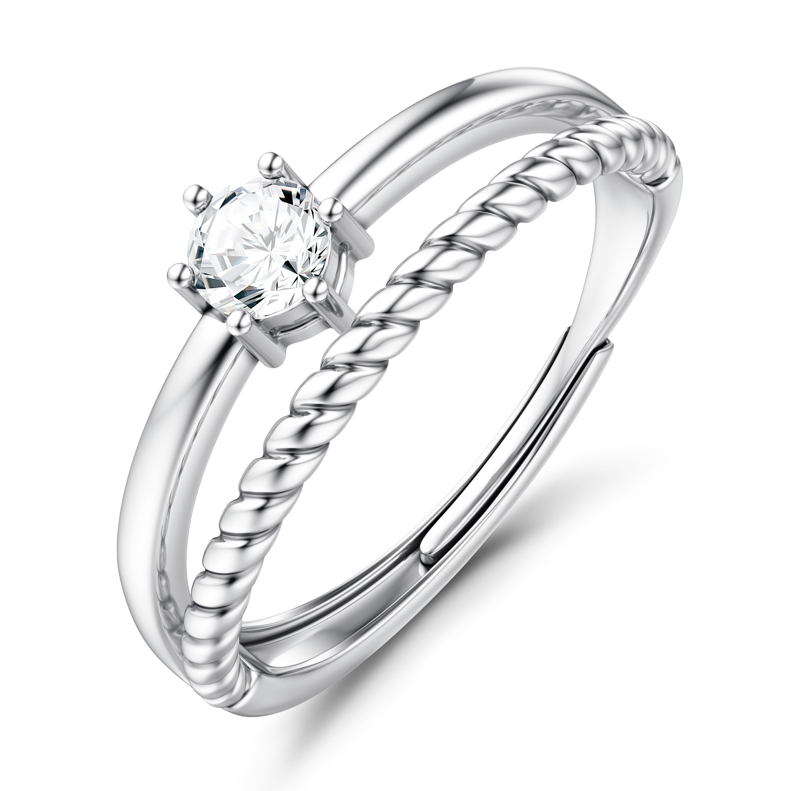 HMJGDHX 925 Sterling Silber Ring für Damen, Verlobungsring, Verstellbarer Zirkonia, Daumenringe, Hochzeit, Ewigkeit, Versprechensringe, Jahrestag, Schmuck, Geschenk (Silber/Gold)