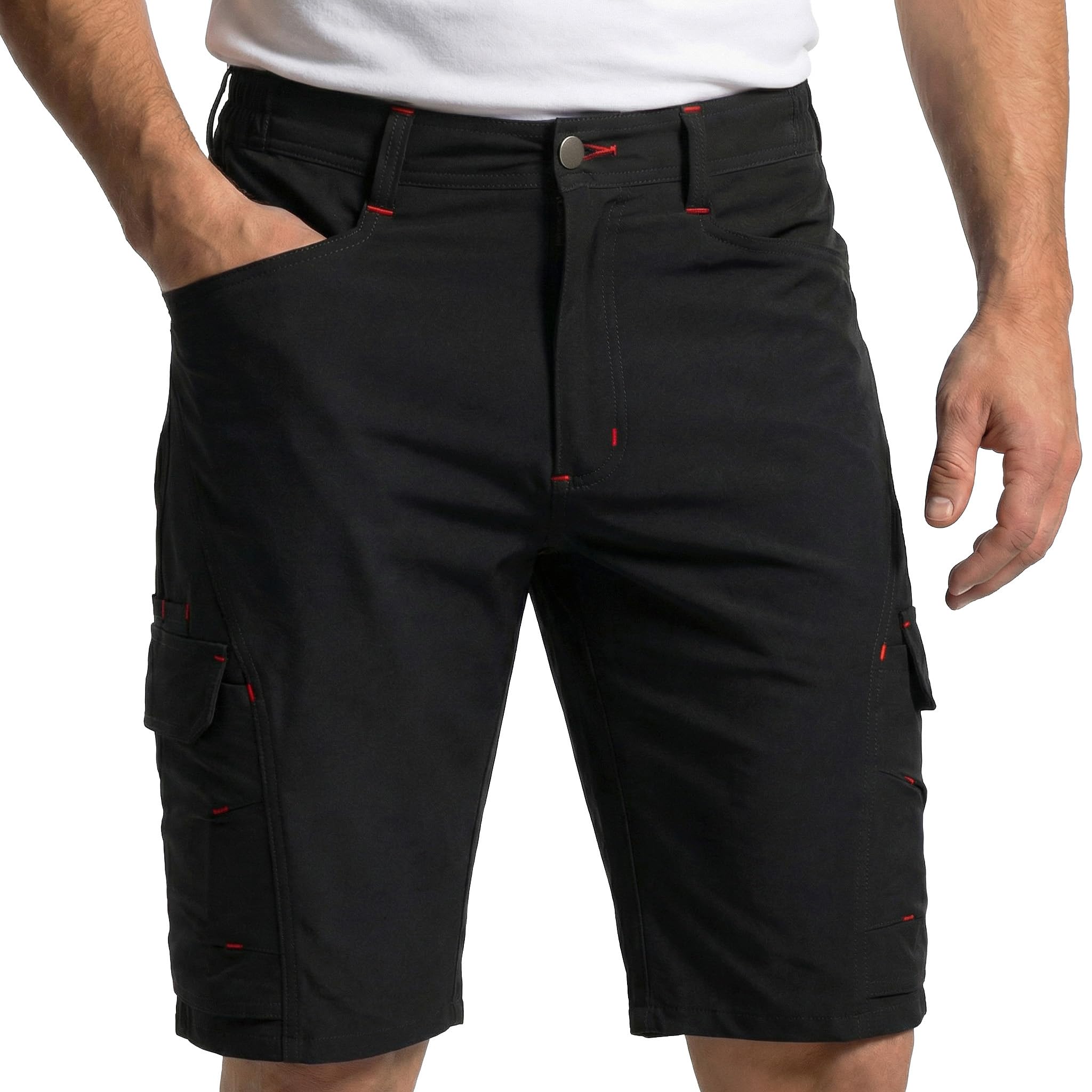 Stenso Vigor Kurze Arbeitshose Herren Stretch Funktionsshorts mit Cargo Taschen Arbeitshosen Männer Kurz Atmungsaktive Arbeitshose Kurz Herren mit Kontrastnähten