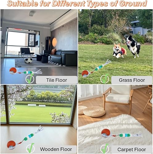 Miniatura 7 de Pelota de juguete interactiva para gatos con divertida cola y campana, movimiento automático para gatos de interior, rodando rápidamente en el