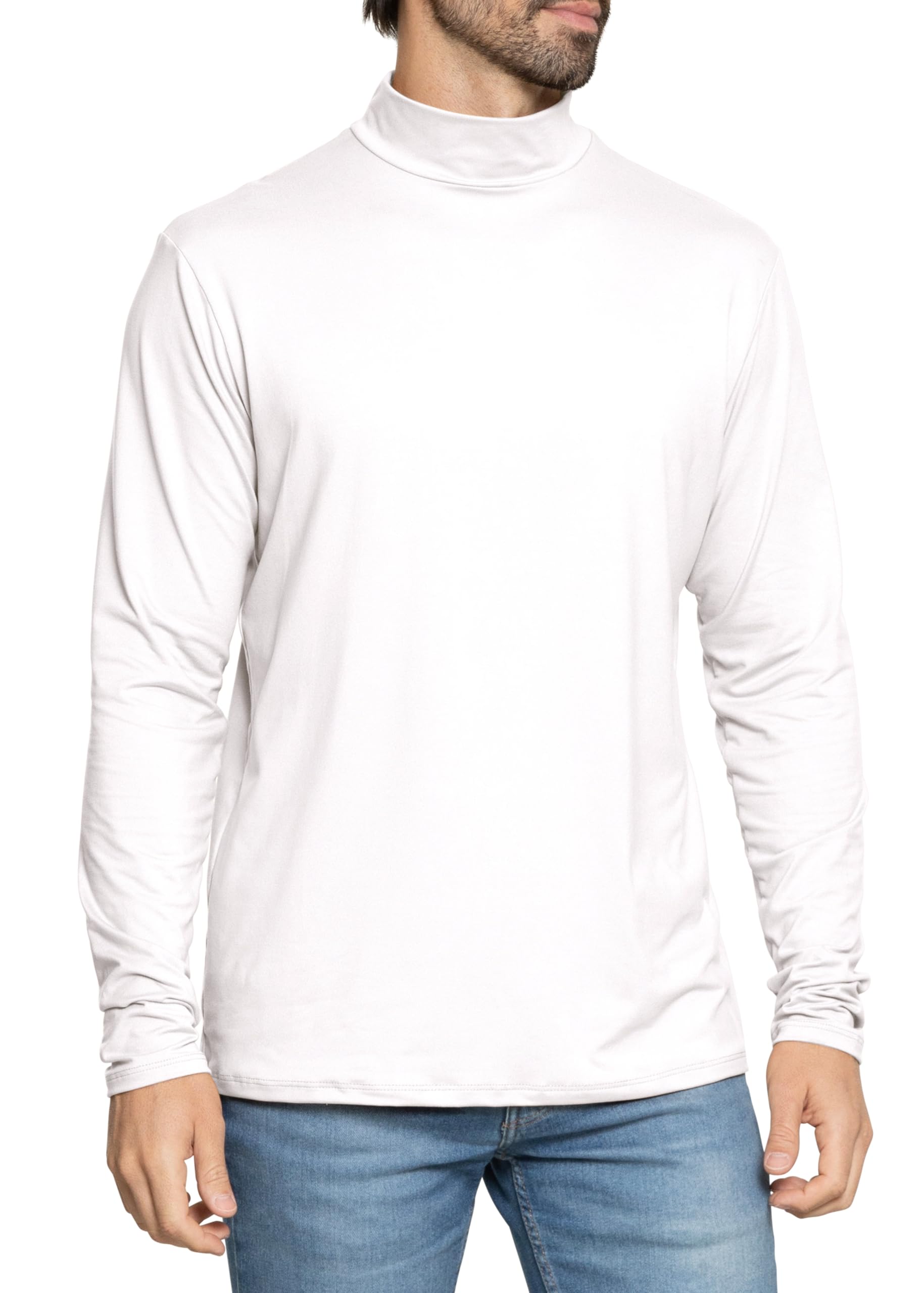 STRETCH IS COMFORT Men's Oh So Soft Mock Neck Long Sleeve Shirt
