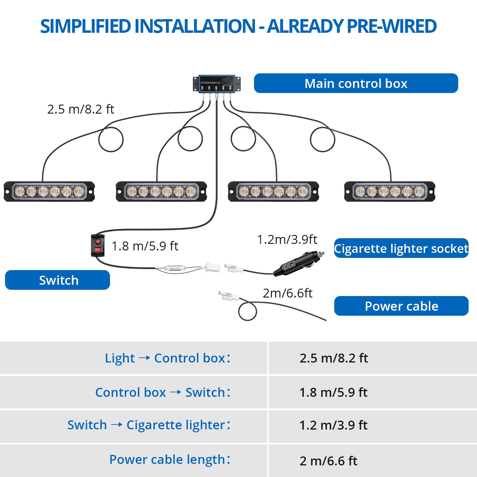 Reflektor przedni LED, pomarańczowy, 12 V, 24 V, zestaw 4 sztuk, 6