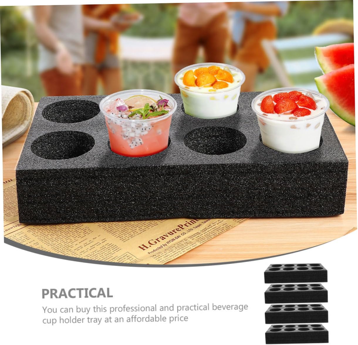 ERINGOGO 4pcs Foam Take Cup Holder Tray Beverage Carrier for Drinks Cup Holder for Couch Walker Car Bike