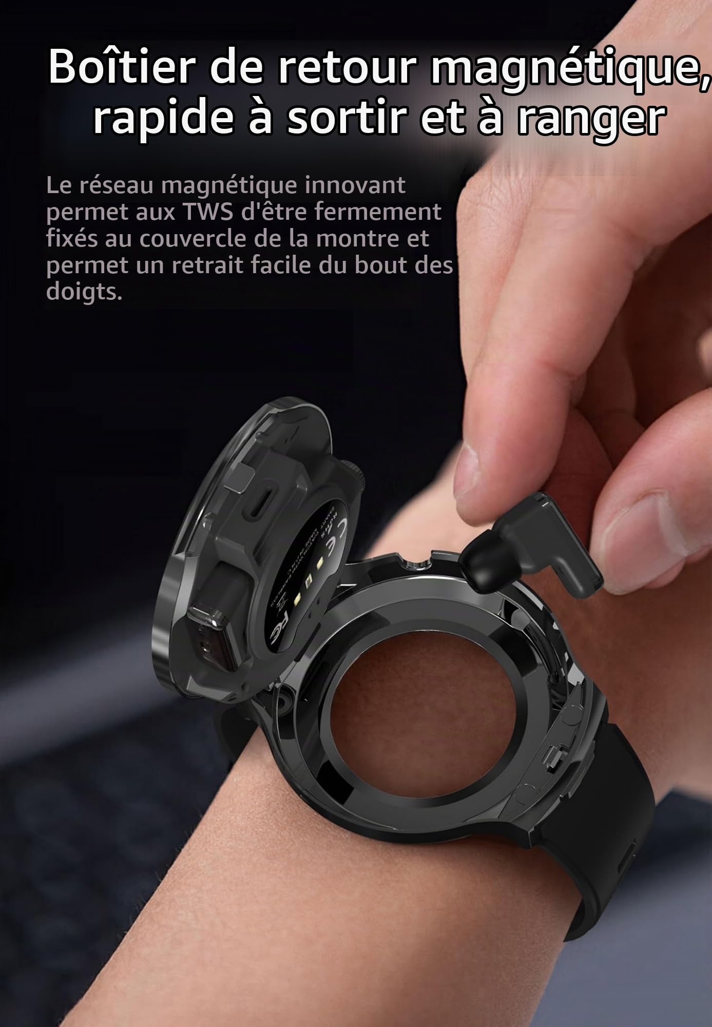AIEK Montre Connectée Homme, Bluetooth écouteurs, Écran HD 1,85", Analyse Sommeil, Appel Bluetooth, Cardiofréquence, 100+ Modes Sportifs Podometre, Smartwatch pour Android iOS (Noir)