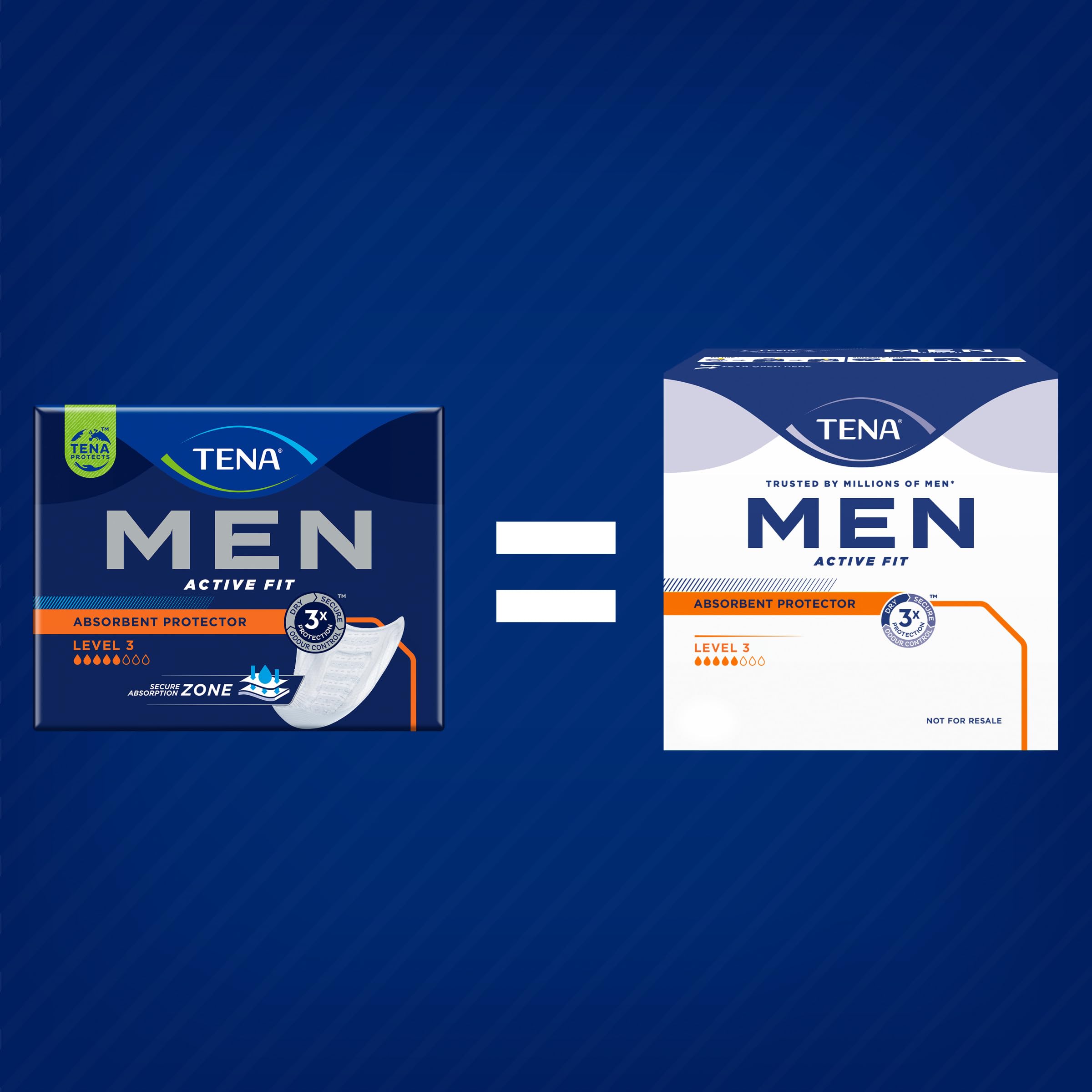 TENA MEN livello di protezione 3, Pacco Scorta Mensile - Protezioni assorbenti specifici per perdite urinarie maschili, discreti e confortevoli, 48 protezioni