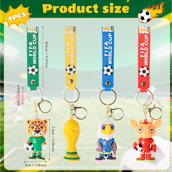Porte-CléS Mascotte De La Coupe Du Monde 2026, 4 PièCes Porte-CléS Cartoon De La Coupe Du Monde 2026, Articles Pour Fans De Football Pendentifs - 2