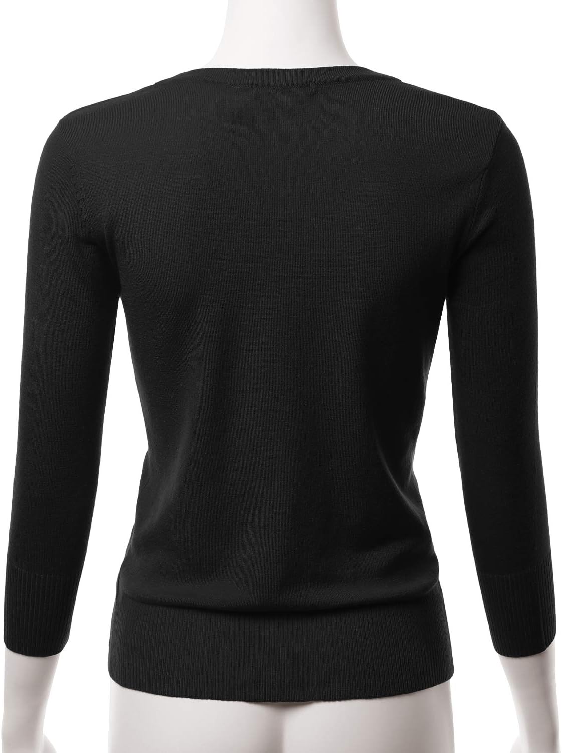 EIMIN Women's 3/4 Sleeve V-Neck Button Down Stretch Knit Cardigan Sweater (S-3X) - Image 3