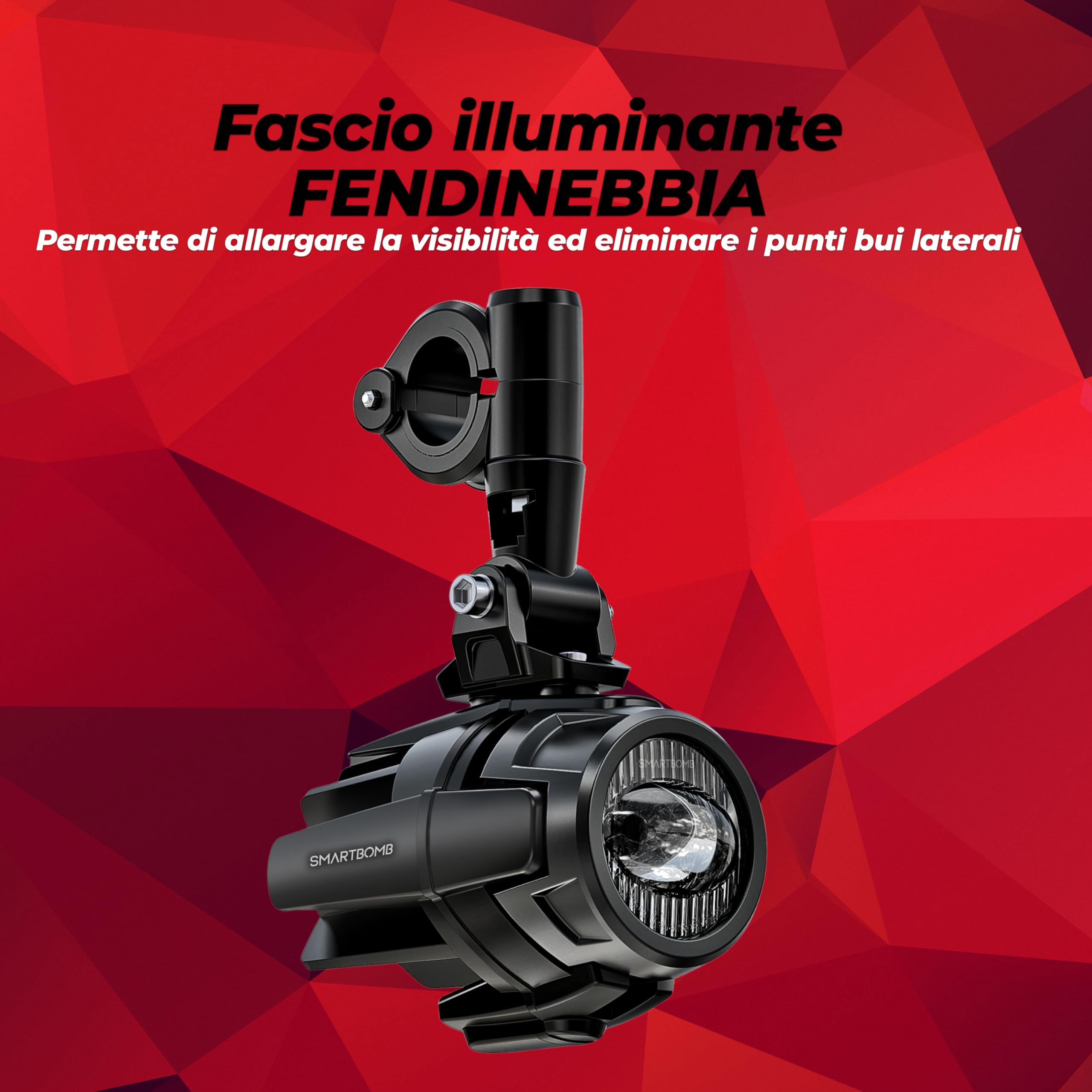 Smartbomb FARETTI SUPPLEMENTARI FLOOD ANTINEBBIA 40W LED Omologati europa strada pubblica certificato tuv r4f stradale cablaggio premium doppio pulsante ip68