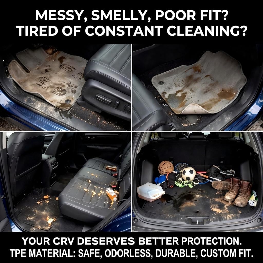 AutoPals Floor Mats Compatible with Honda CRV 2026 2025 2024 2023 (Include Hybrid), Cargo Mat All Weather TPE Trunk Mat Cargo Liner (Upper Position) for CR-V Accessories (Floor Mats+Trunk Mat)