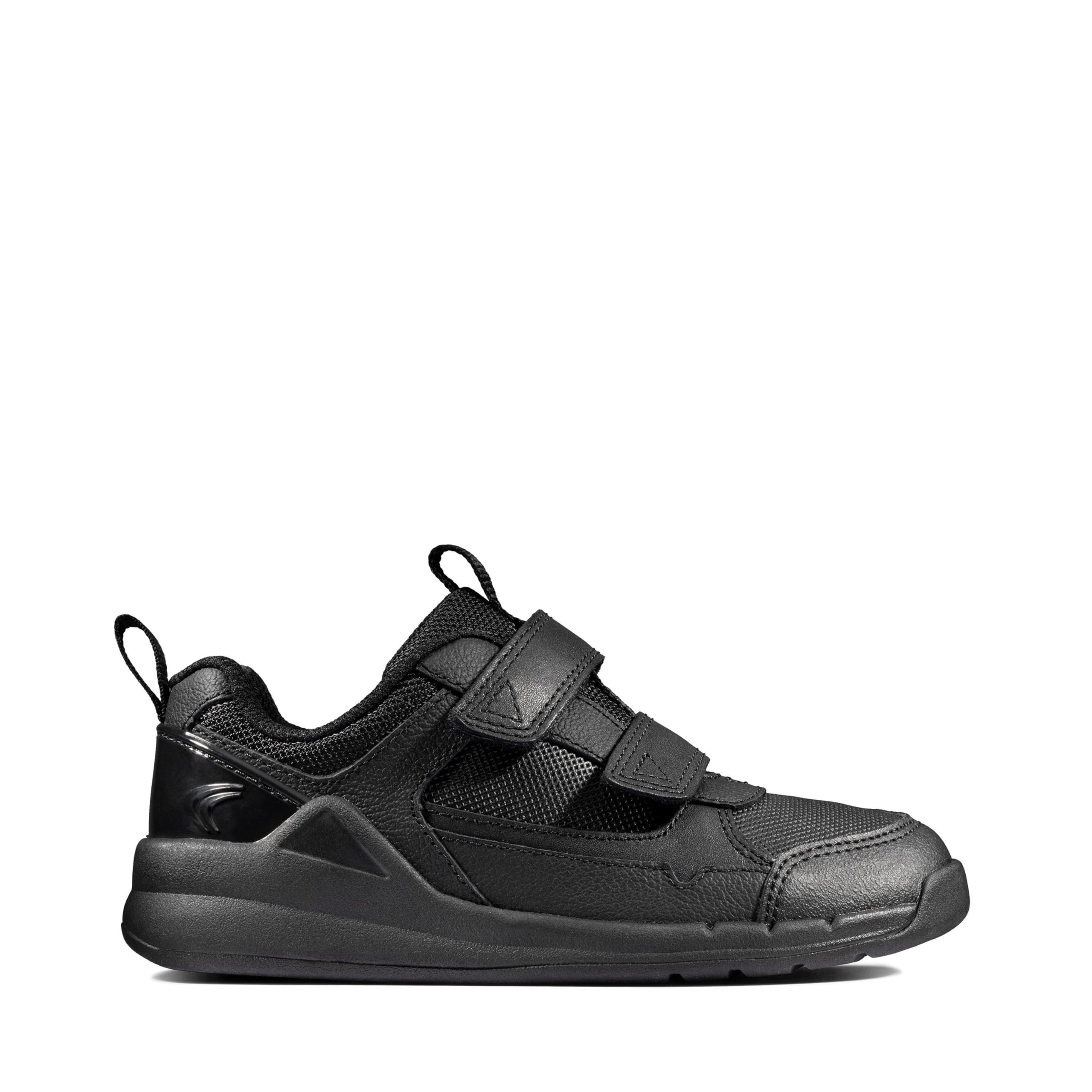 Clarks Boys Black Hook & Loop Casual Trainers Orbit Sprint - Uk 10 Child - G