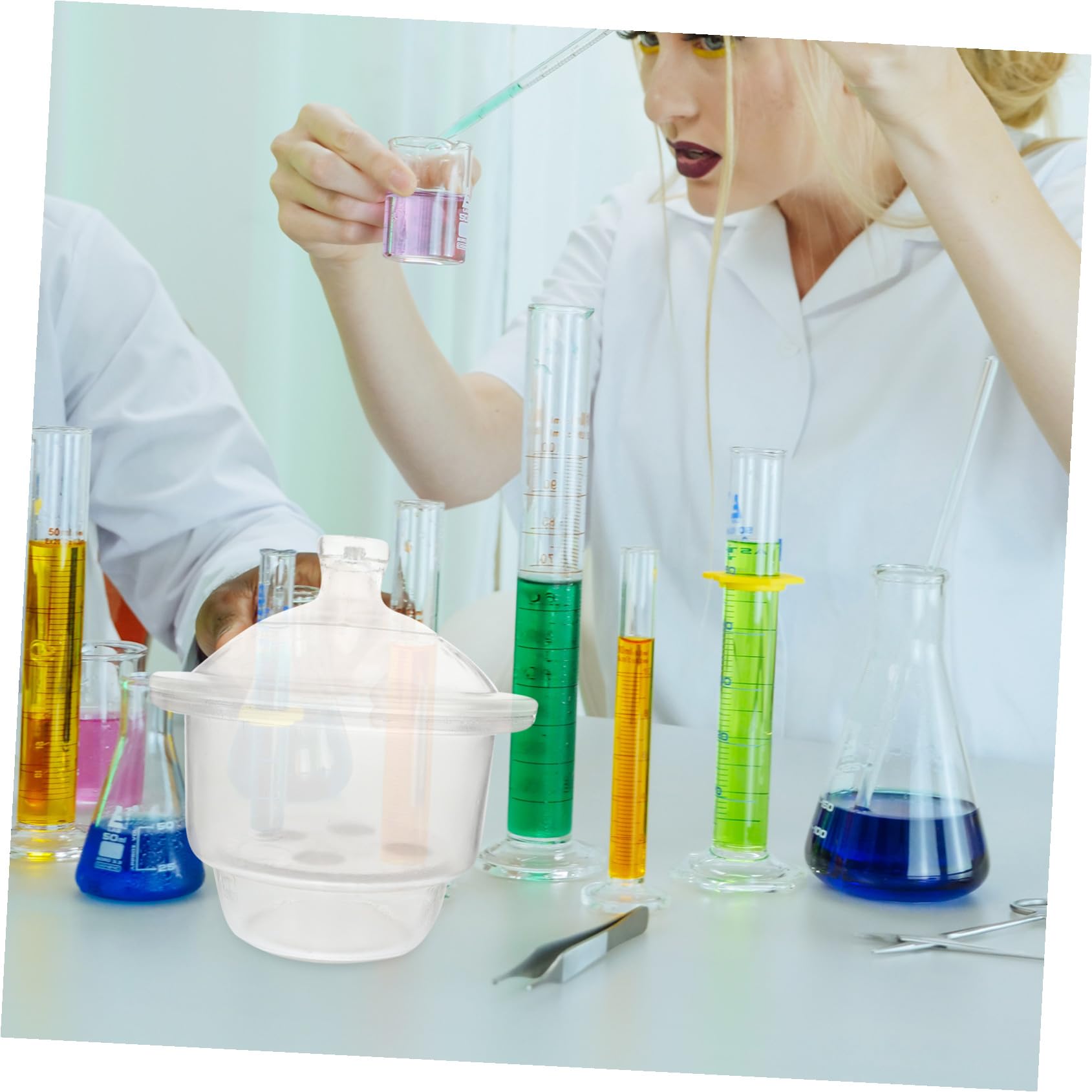ULTECHNOVO Secadora al Vacío de Vidrio para Laboratorio 150 Mm, Botella Desecadora Química Resistencia Corrosión, Frasco Secador Durable para Uso Científico Industrial