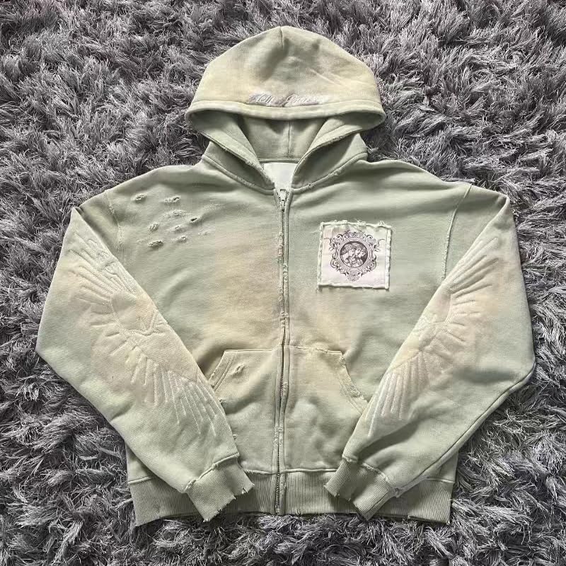 Vhitler Y2k Grunge Zip Up Hoodie Women Men Oversized Emo Goth 2000s Graphic Hoodie Streetwear Jacket Fall Baggy Sweatshirts - Image 4