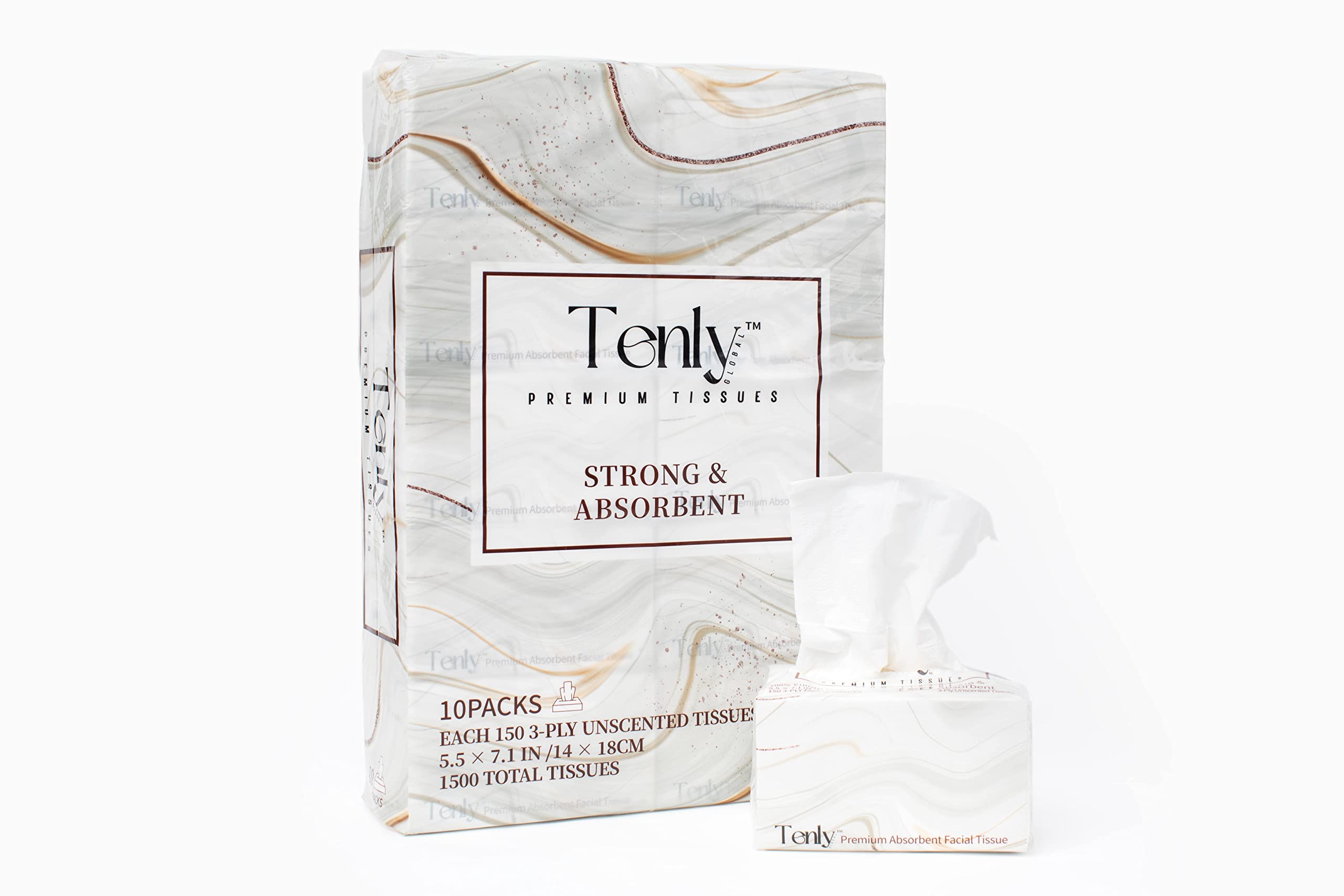 Facial Tissues – 10 Pack 150Pcs Tissues Cube Box – Ultra Soft 3-Ply Tissue Paper for Car, Home, Office – Strong and Absorbent Tissues Unscented 1500 Count