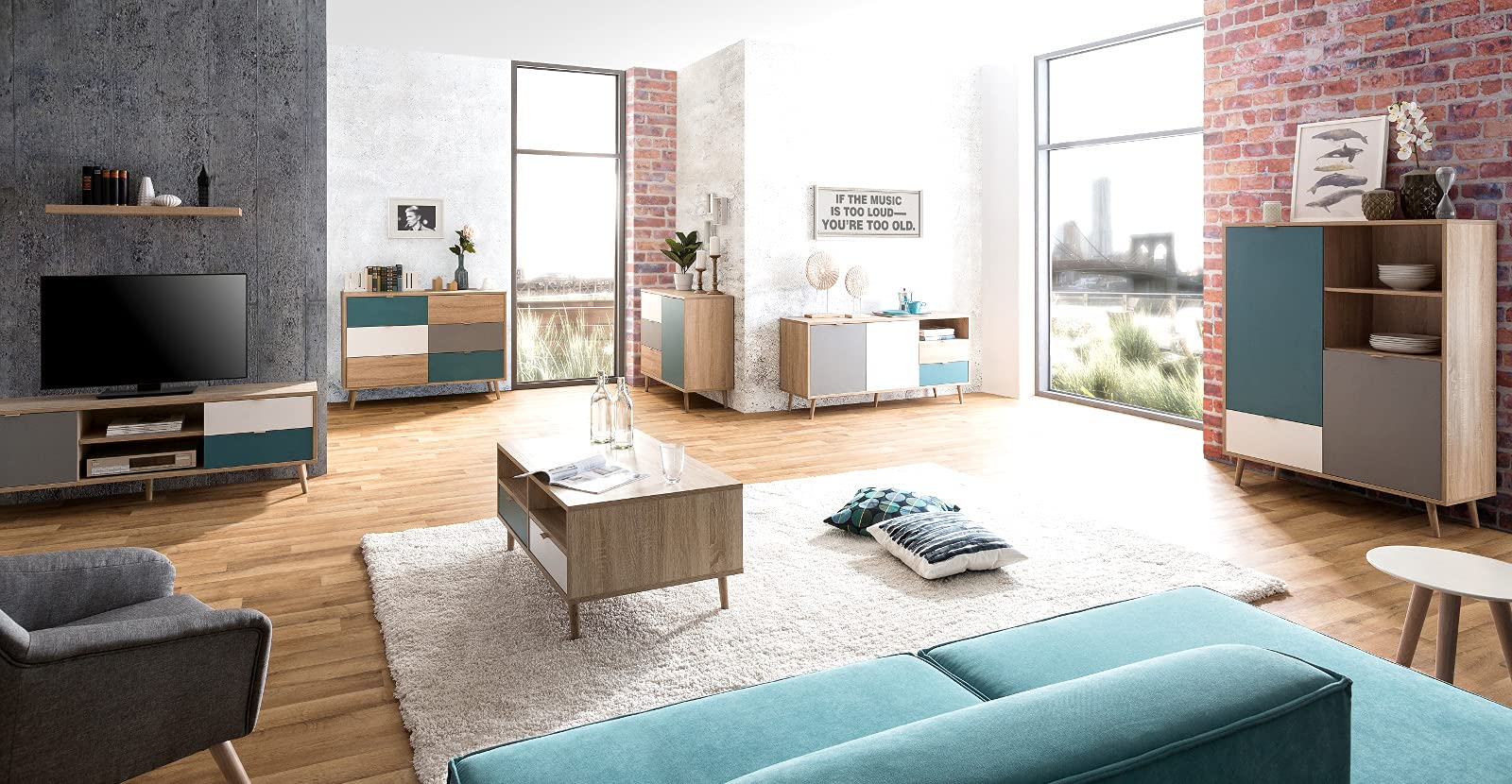AVANTI TRENDSTORE - Caliope - Mobile TV in design scandinavo in legno laminato. Dimensioni LAP 150x52x40 cm (Mobile TV)