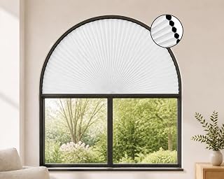 Blackout Arch Window Shade, No Drill, 48" W x 24" H, White