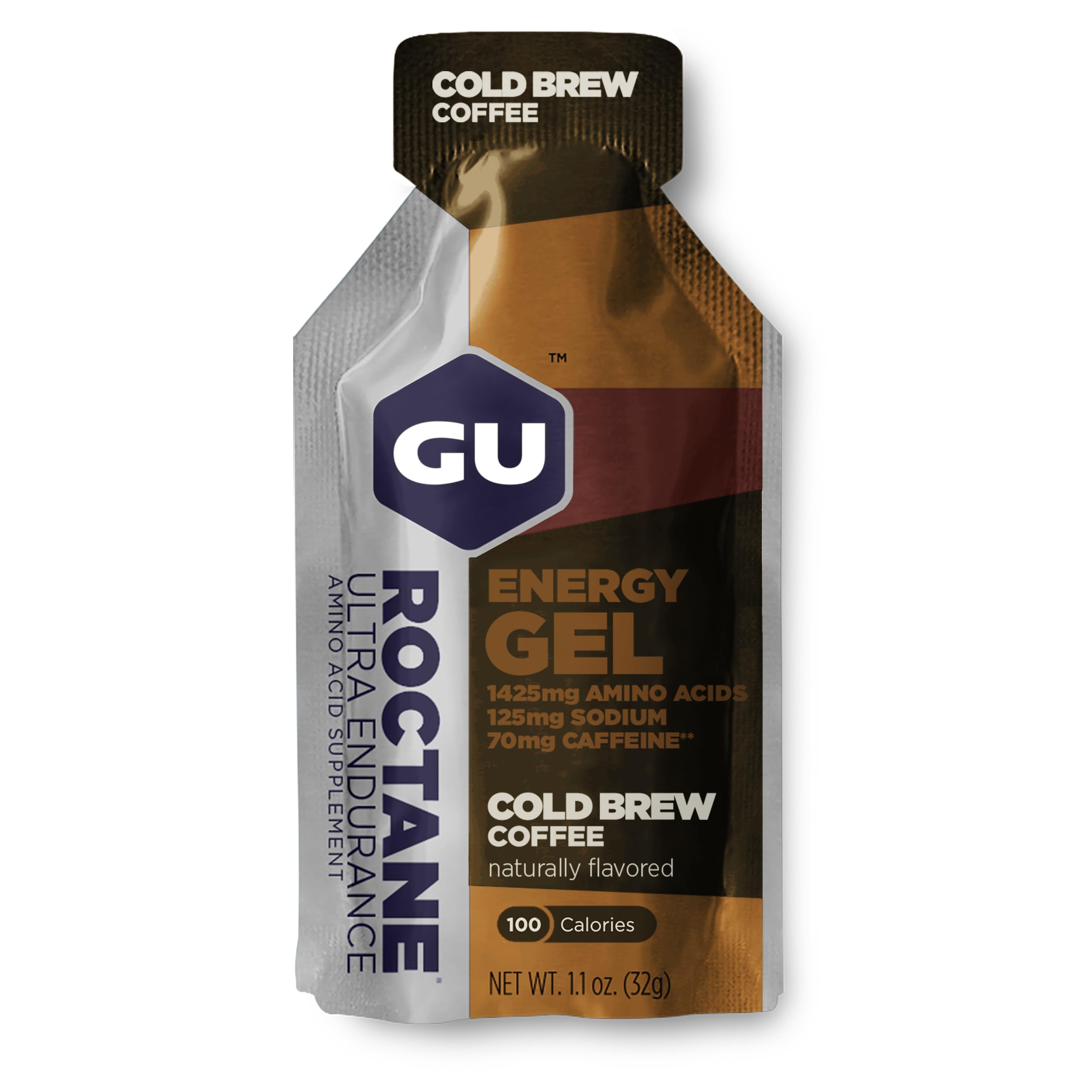 Roctane Energy Gels, Cold Brew Coffee 24 Pack - 100 Calorie Energy Gel with Carbohydrates, Caffeine, BCAAs and Electrolytes - Pre-Workout Fuel for Running, Cycling, Triathlon and Endurance Sports
