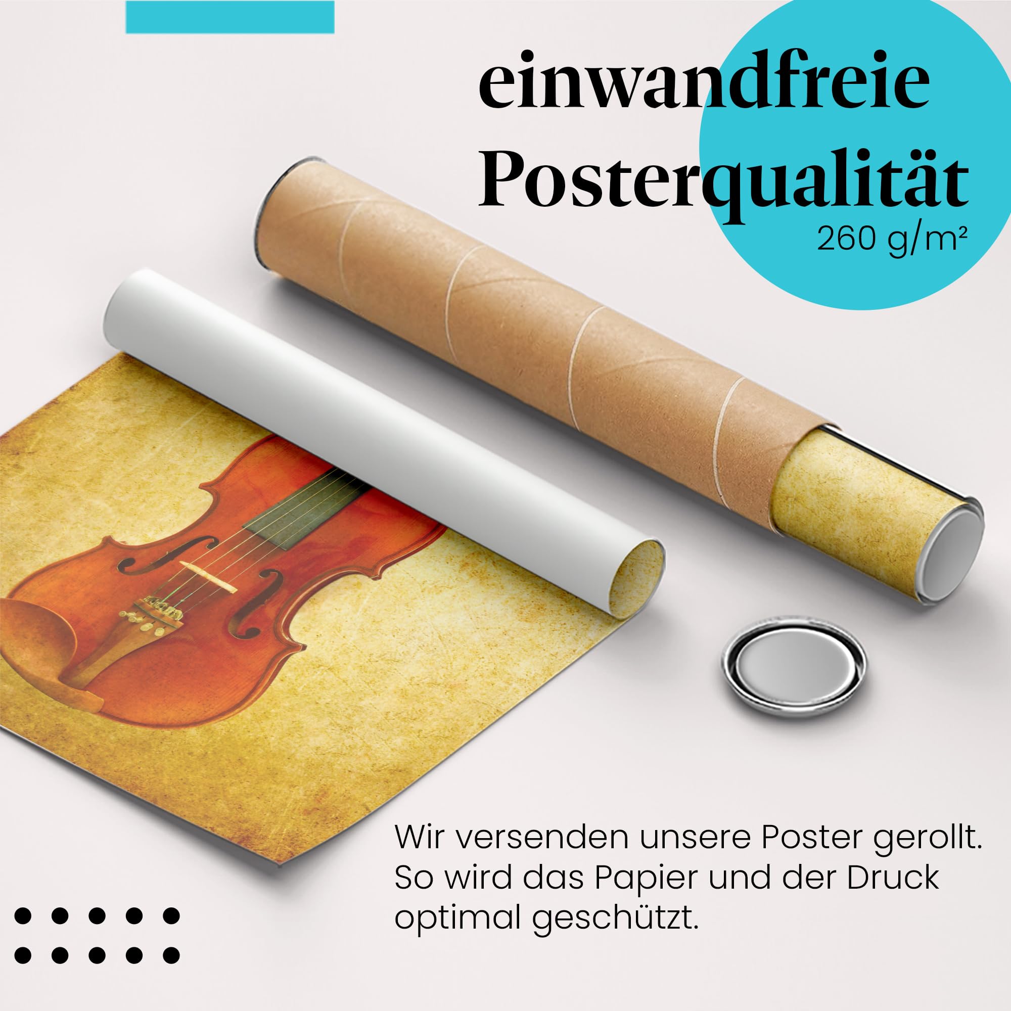 Postereck - 0805 - Vintage Geige, Violine Streichinstrument Musik - Wandposter Fotoposter Bilder Wandbild Wandbilder - Leinwand - 100,0 cm x 75,0 cm