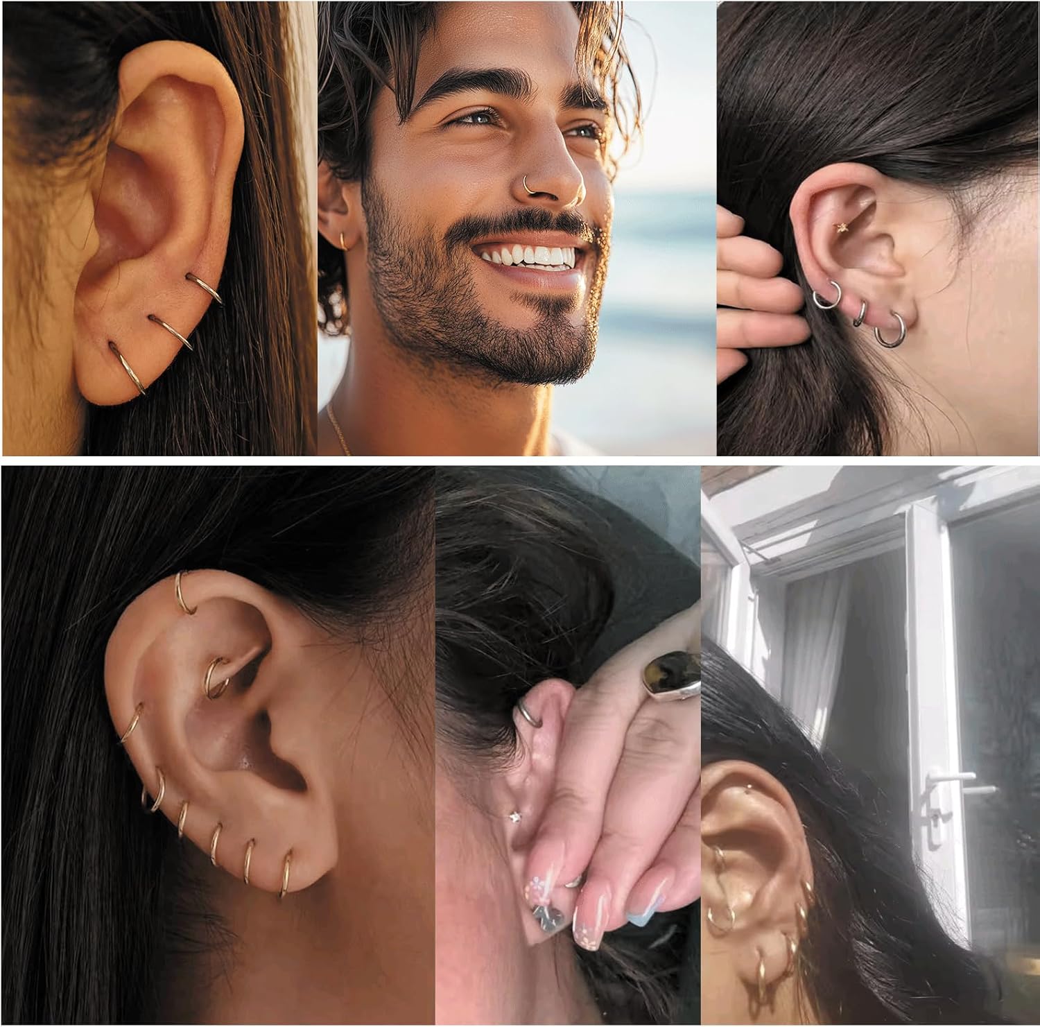 Titanium Nose Rings Implant Grade F136 Hypoallergenic Hinged Segment hoop for Septum,Nostril,Helix,Cartilage,Daith,Tragus,Rook,Conch,Lip Piercing Men Women Jewelry - Image 2