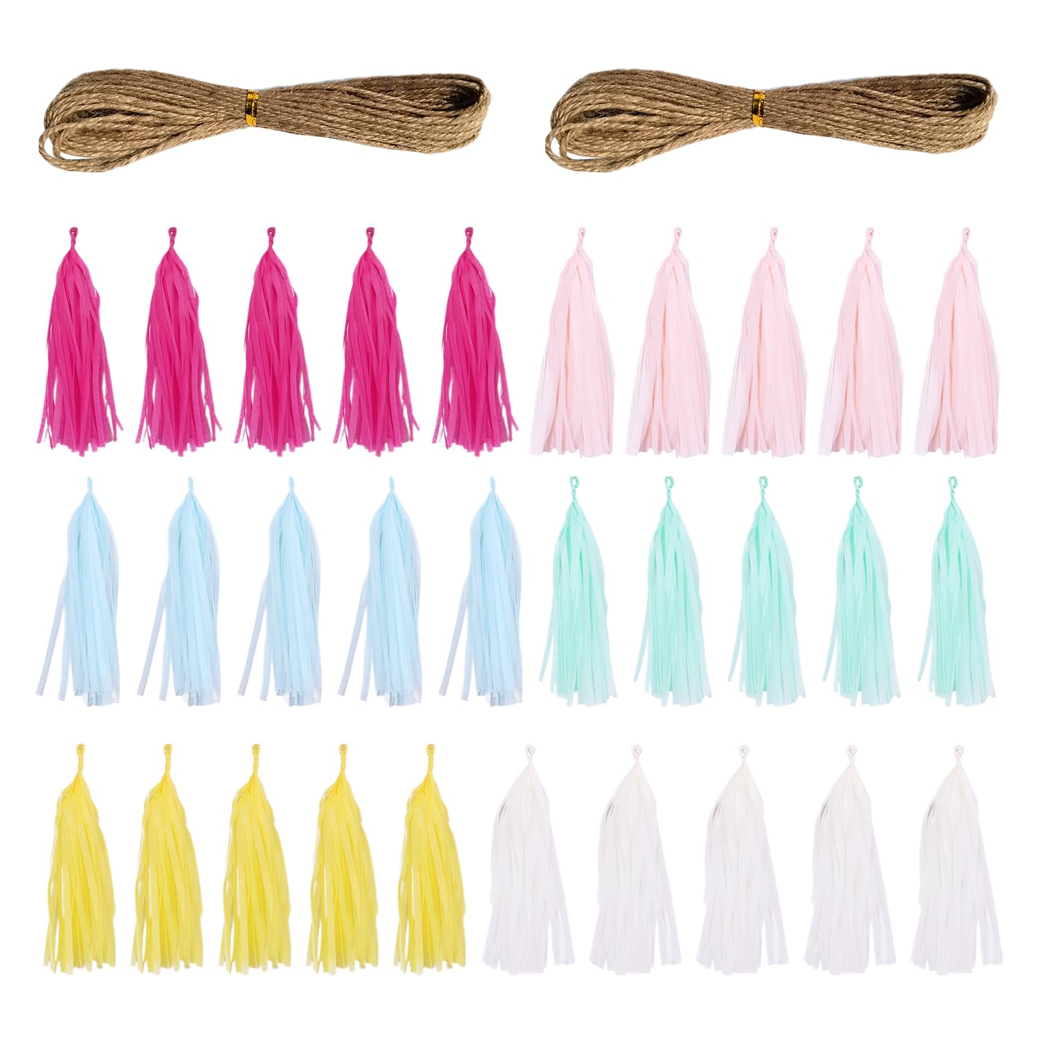 30 Colorful Paper Tassels - Tassel Garland for Party, Carnival & Birthday Celebrations
