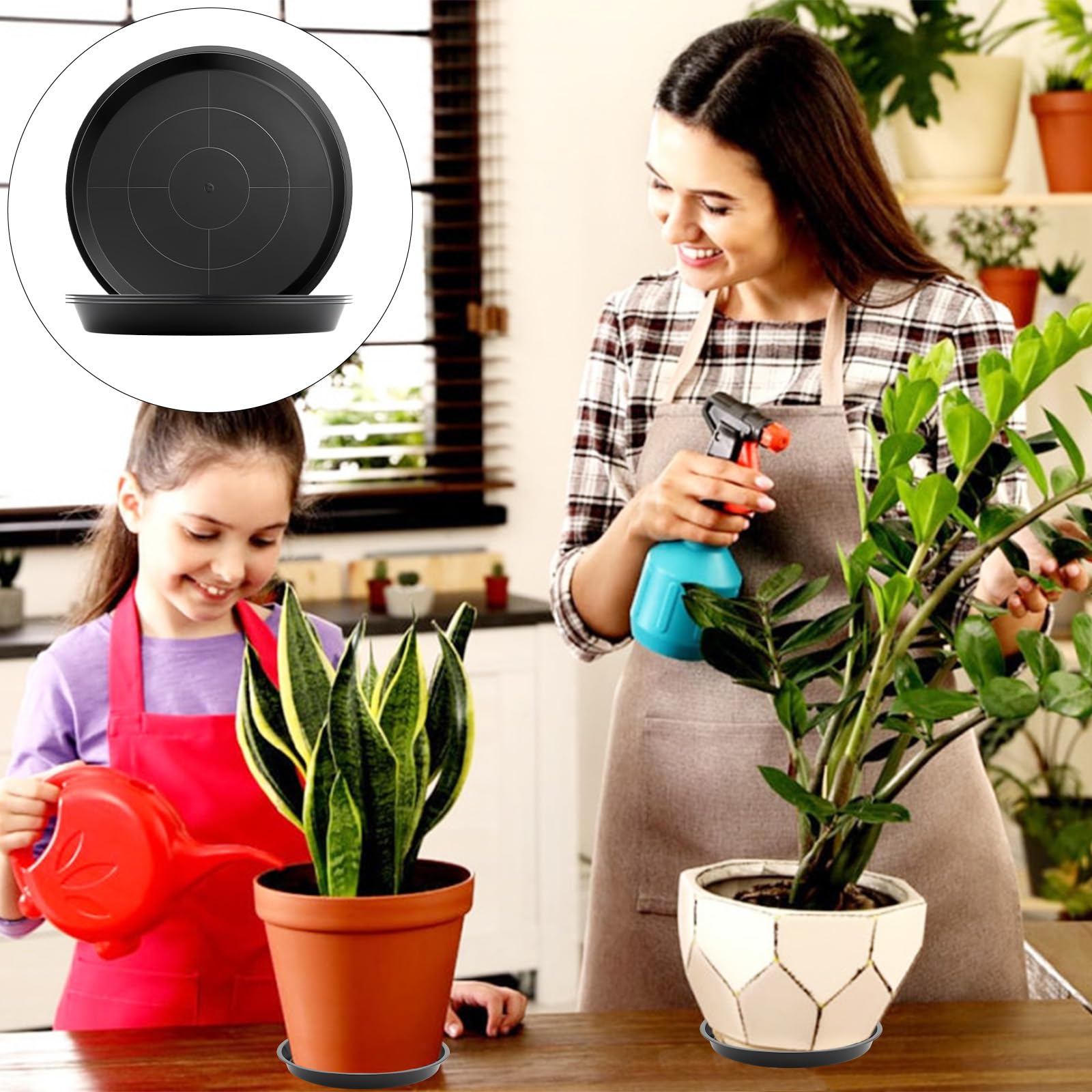 8 Stück Blumentopf Untersetzer Rund 30 cm Topfuntersetzer Pflanzen Schwarz Unterteller Blumentopf Kunststoff Pflanzenuntersetzer Pflanztopf Untersetzer für Innen- und Außenpflanzen