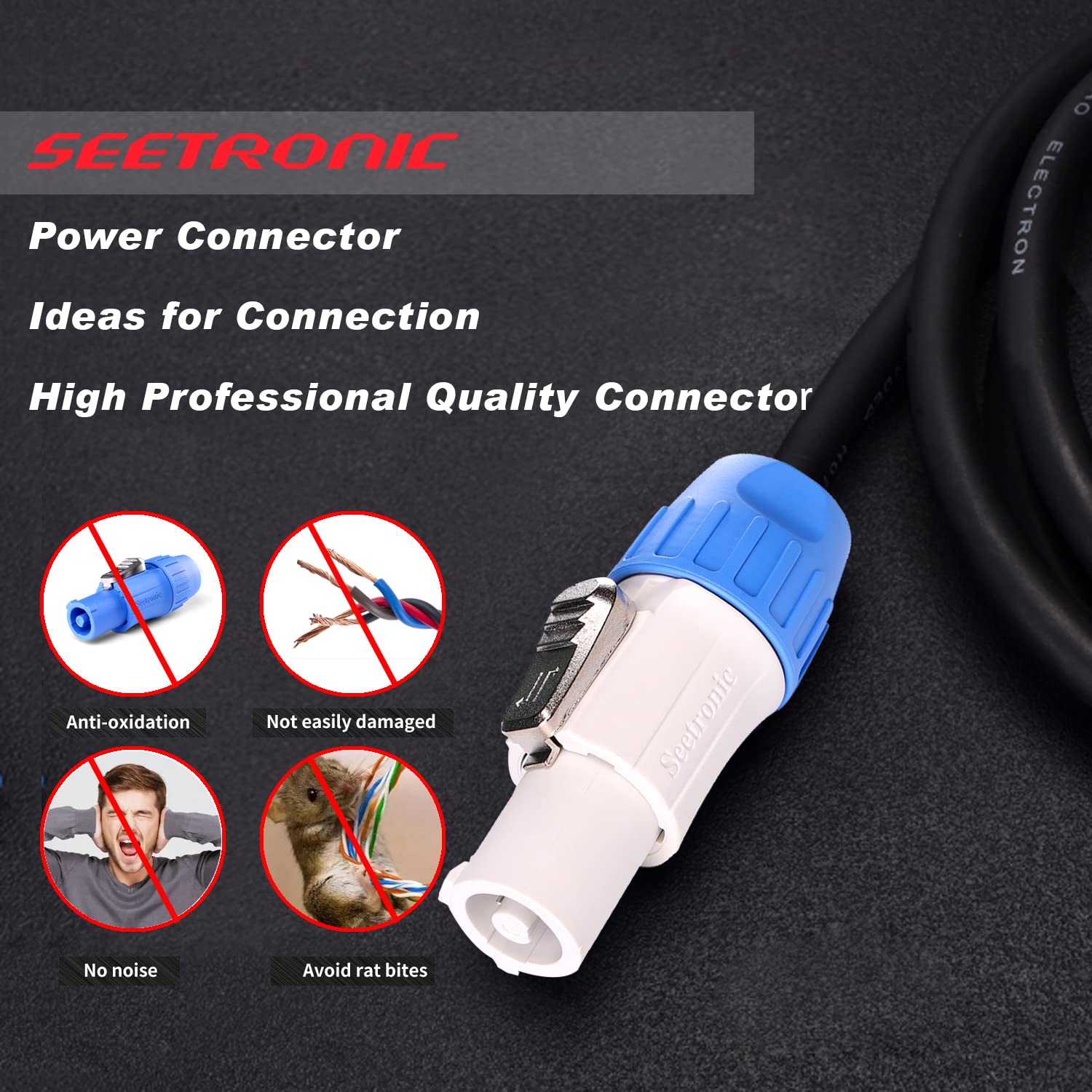 ADJ PowerLock Link Cable 1.5ft - Locking Power Connector For Lighting Equipment