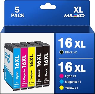 16XL Ink Cartridges Replacement for Epson 16 XL Compatible with Epson Workforce WF-2750 WF2630 WF2010 WF2510 WF2520 WF2530 WF2540 WF2650 WF2660 WF2760 WF2750 WF-2630-5 Pack