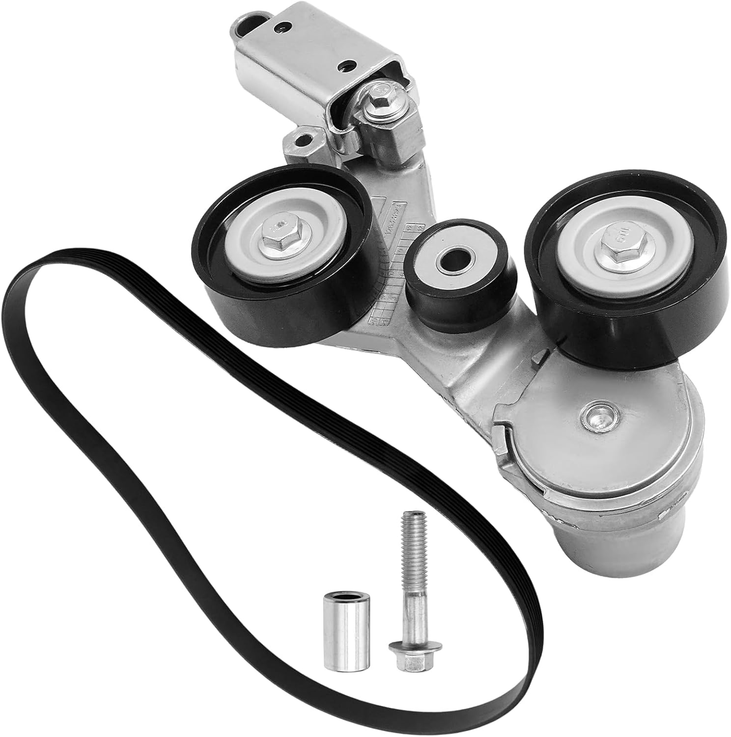 12663047 Drive Belt Tensioner Assembly with Pulley and Serpentine Belt Replacement for Chevy Impala 2014, Malibu 2008-2010 2013-2014, Replacement for Saturn Aura Vue 2007-2009 2.4L