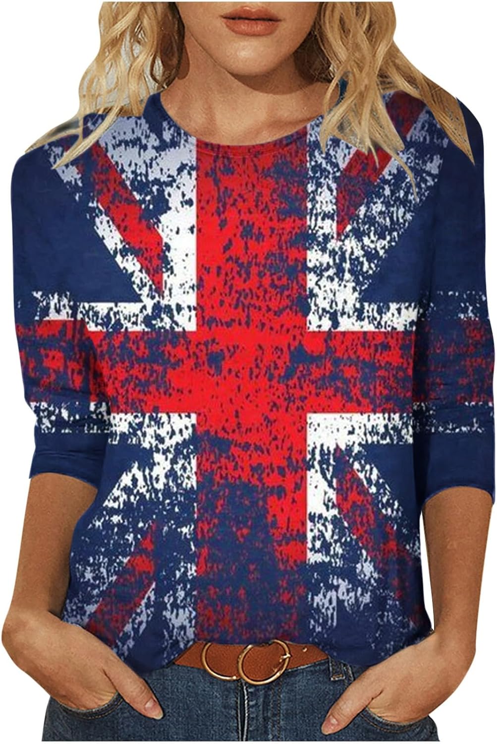 T-shirt D'été Pour Femme Avec Drapeau Britannique Imprimé